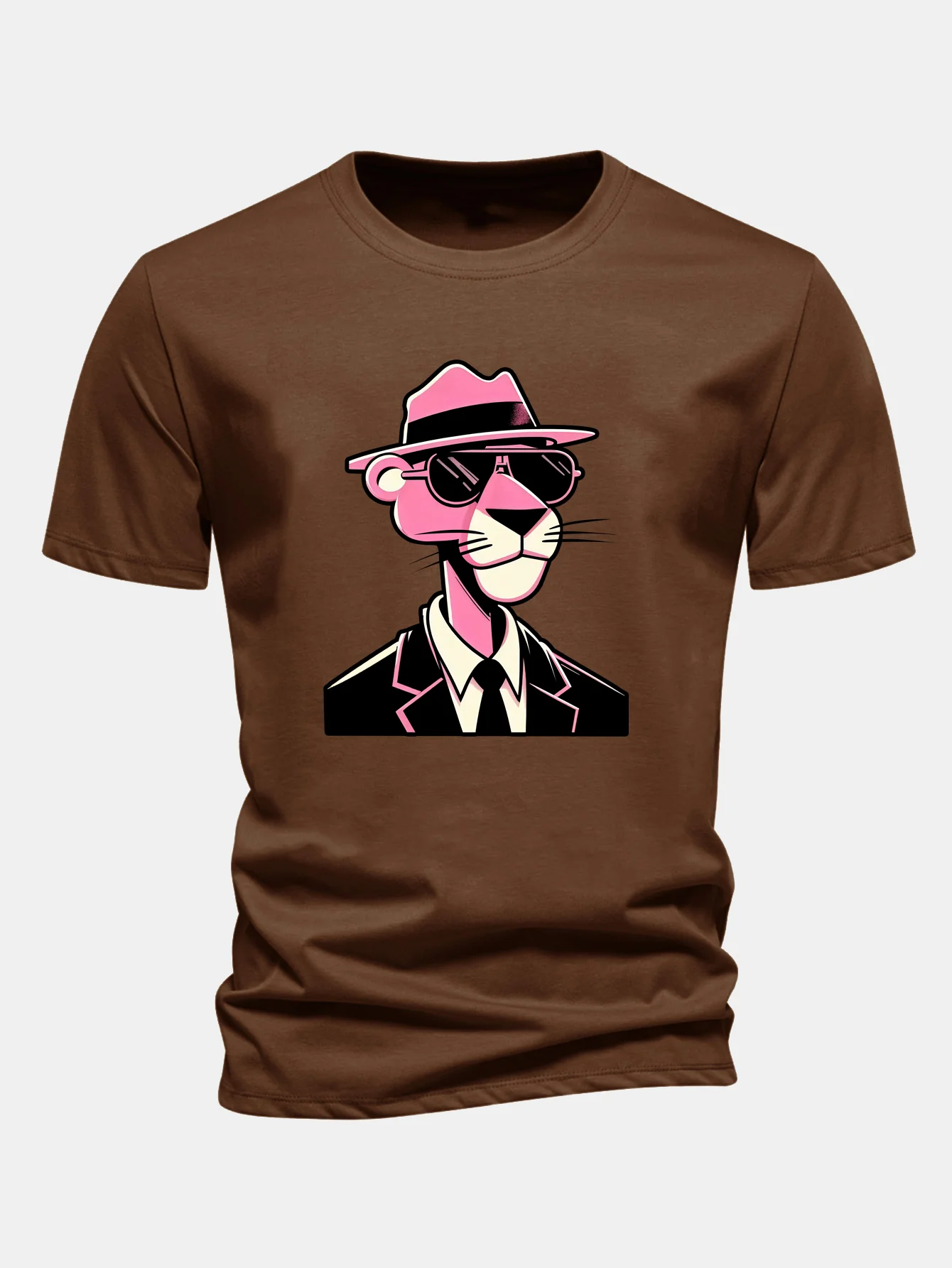 Regular Fit Pink Panther Gentleman Print Cotton T-Shirt - Image 8
