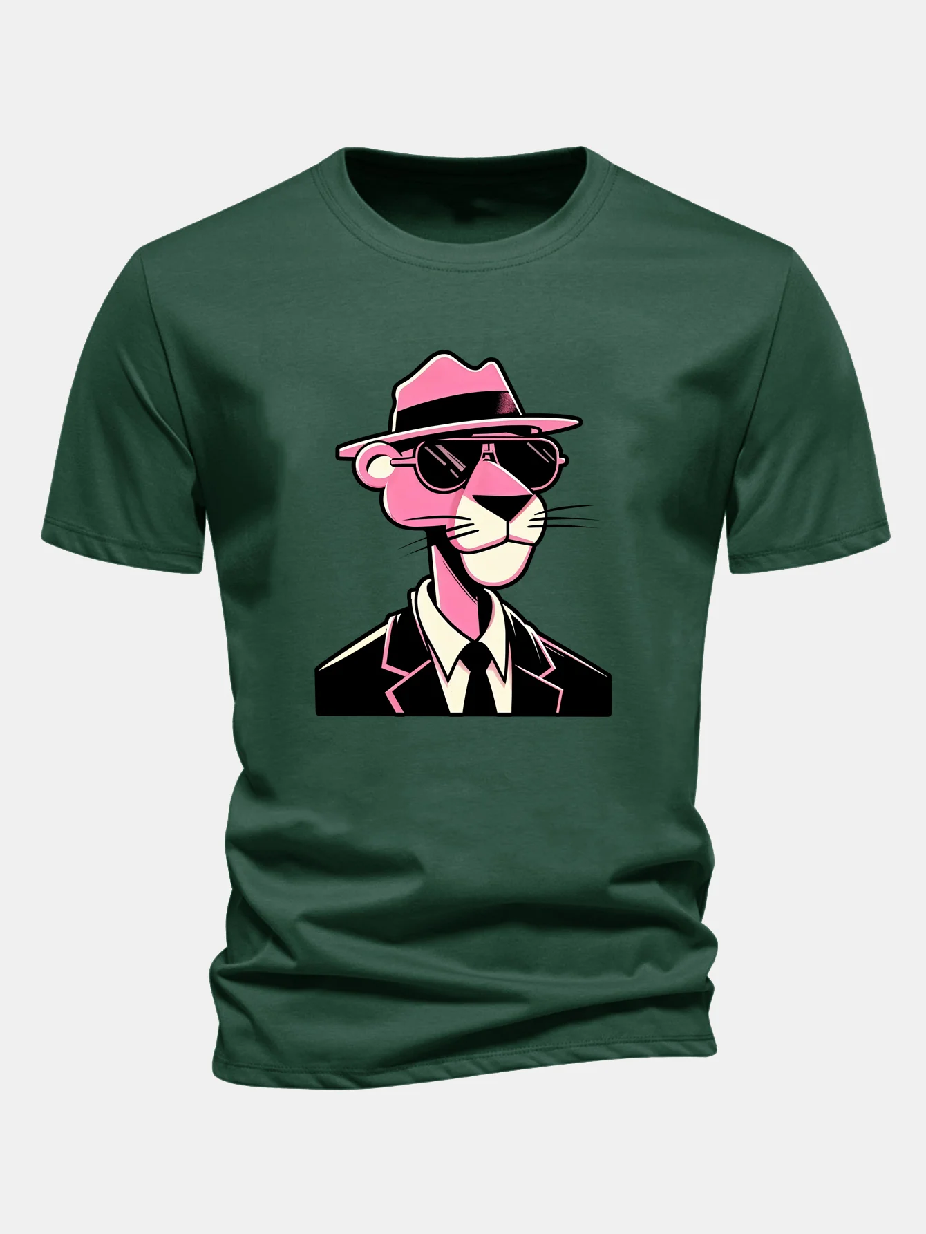 Regular Fit Pink Panther Gentleman Print Cotton T-Shirt - Image 9
