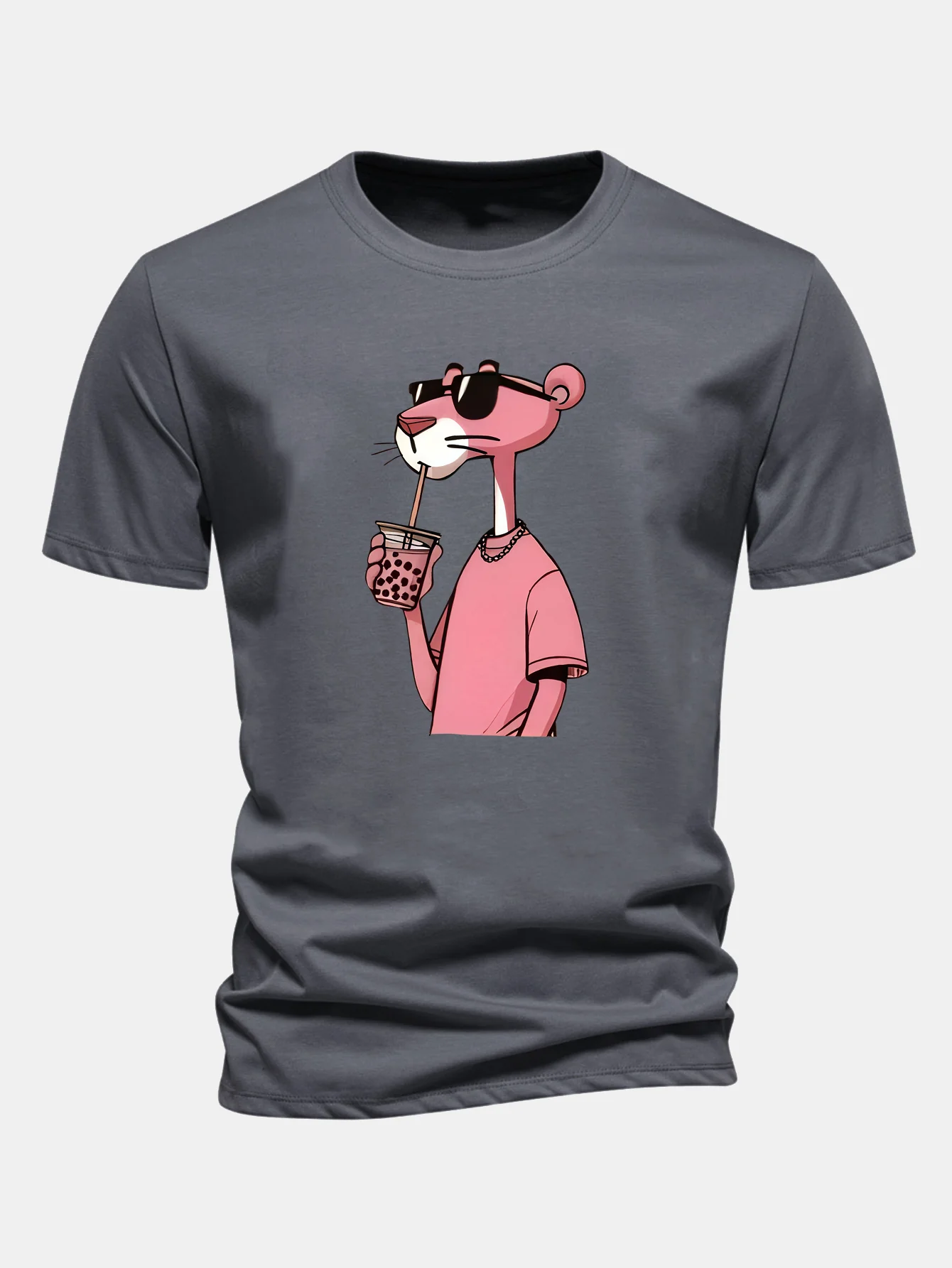 Regular Fit Pink Panther Print Cotton T-Shirt - Image 11