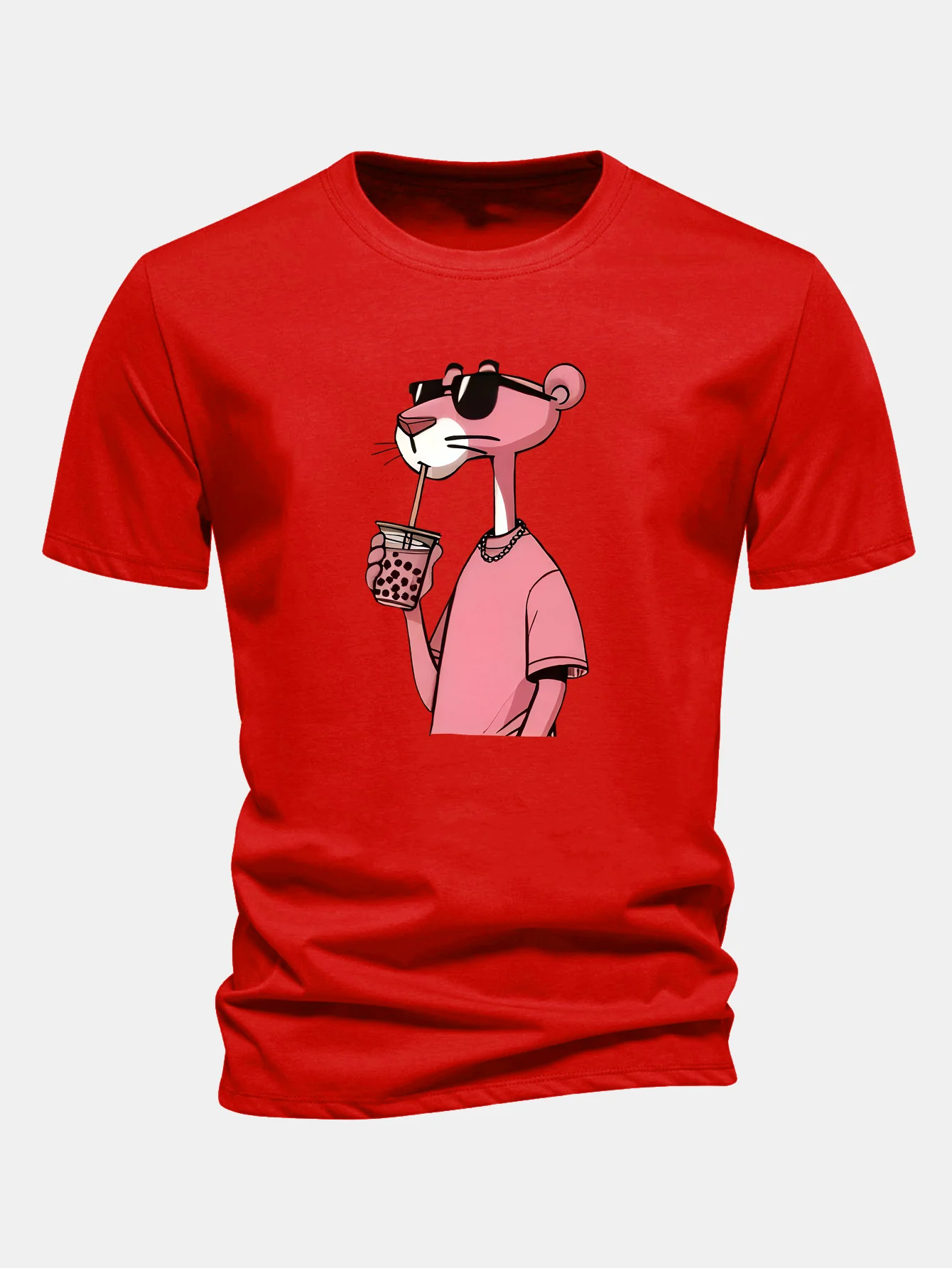 Regular Fit Pink Panther Print Cotton T-Shirt - Image 12