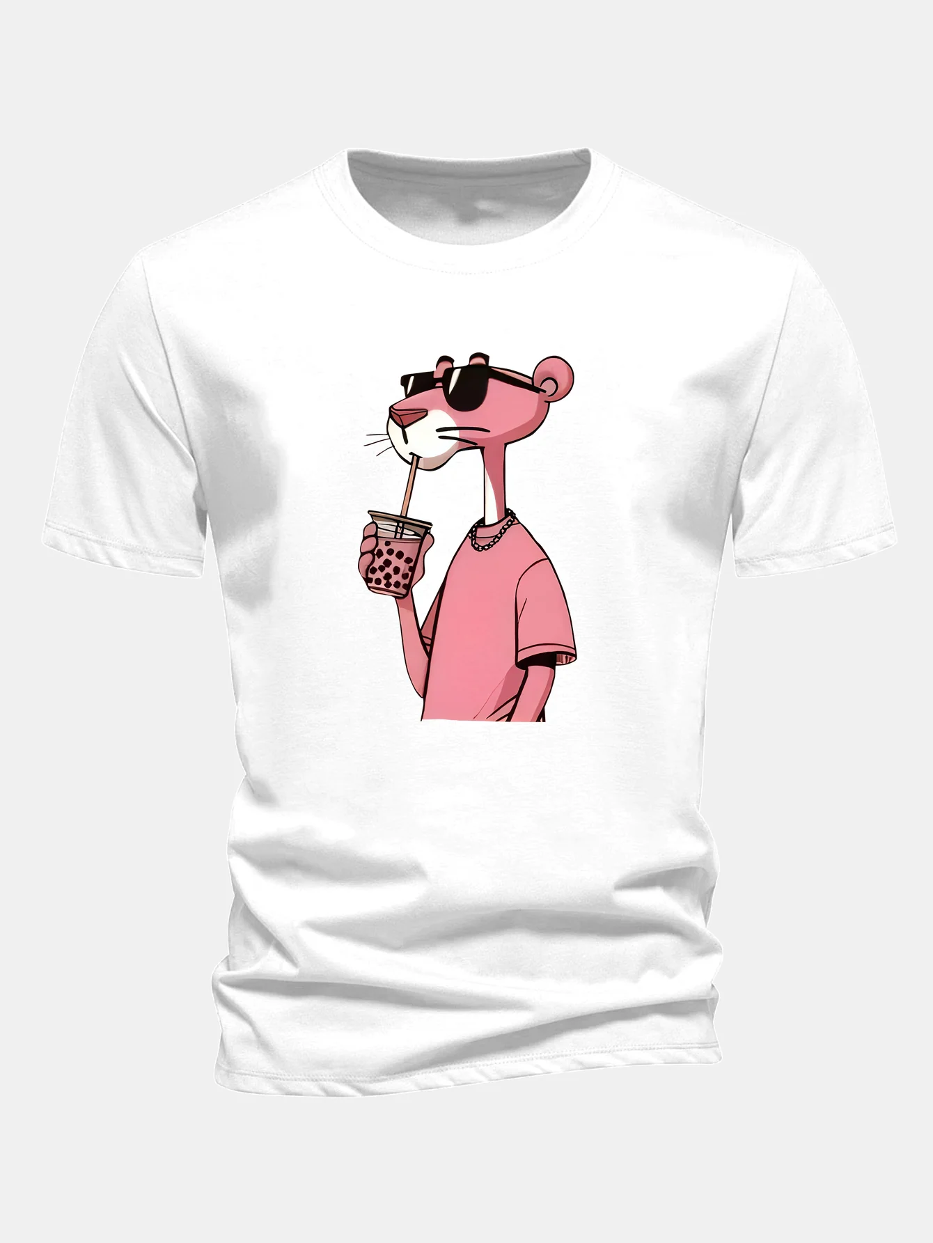 Regular Fit Pink Panther Print Cotton T-Shirt - Image 2