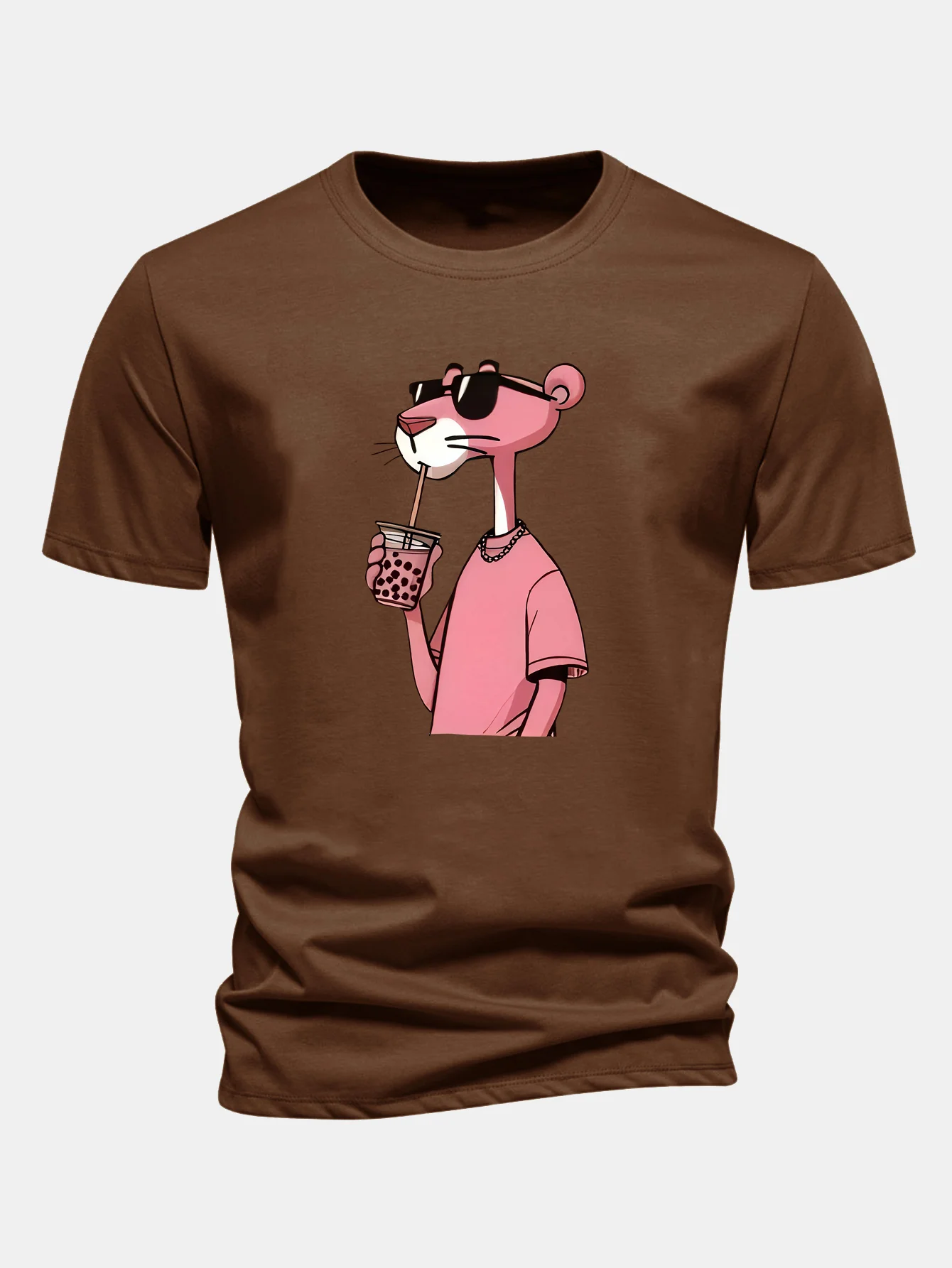 Regular Fit Pink Panther Print Cotton T-Shirt - Image 8