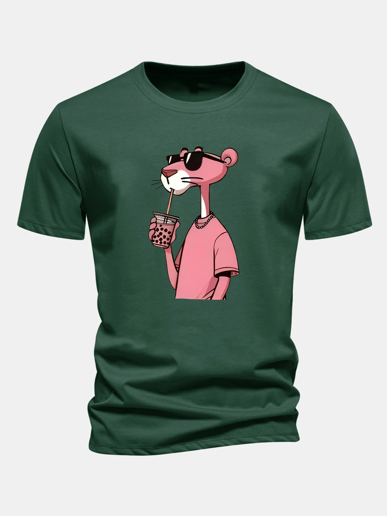 Regular Fit Pink Panther Print Cotton T-Shirt - Image 9