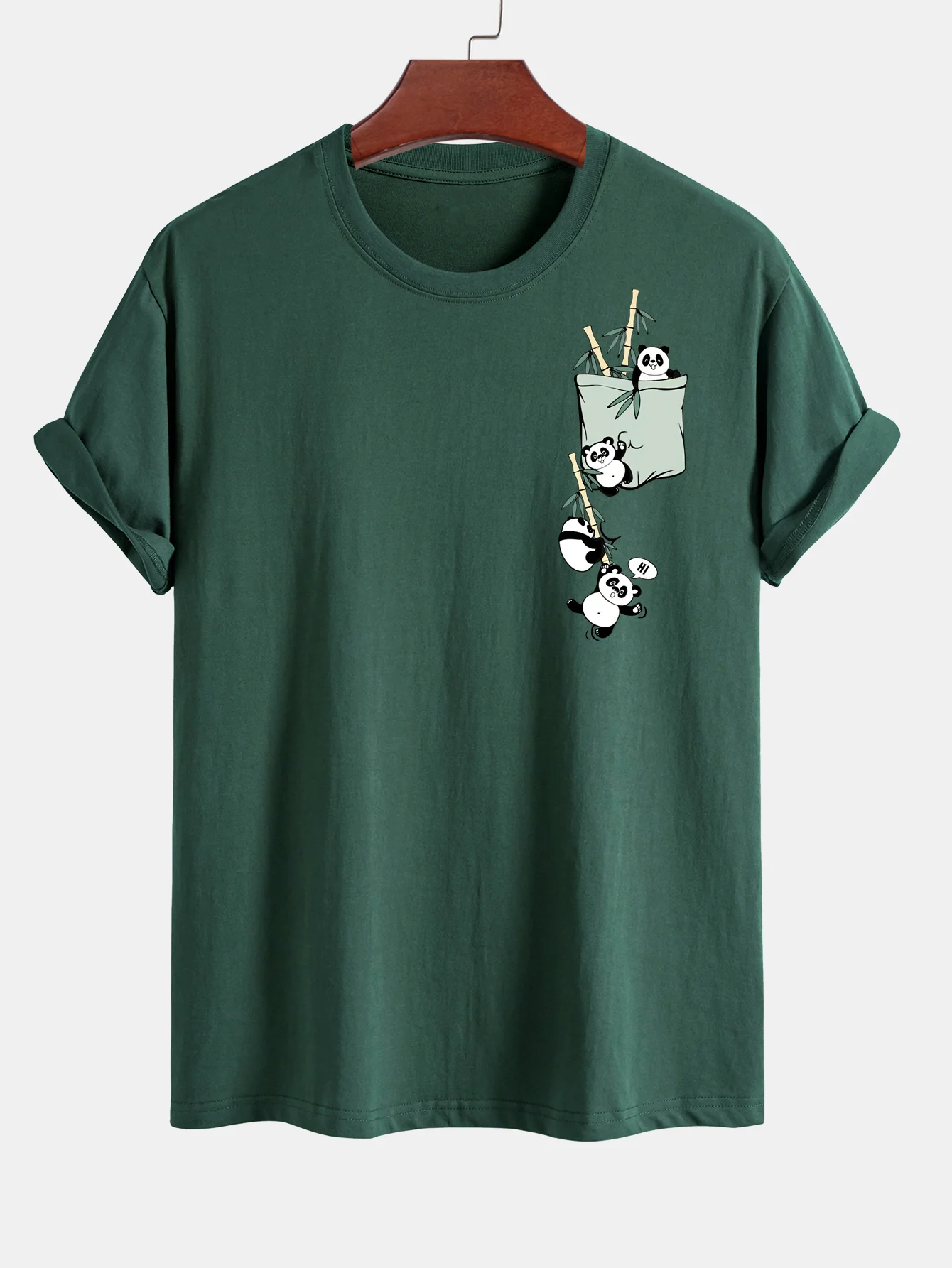 Regular Fit Pocket Panda Print Cotton T-Shirt - Image 10