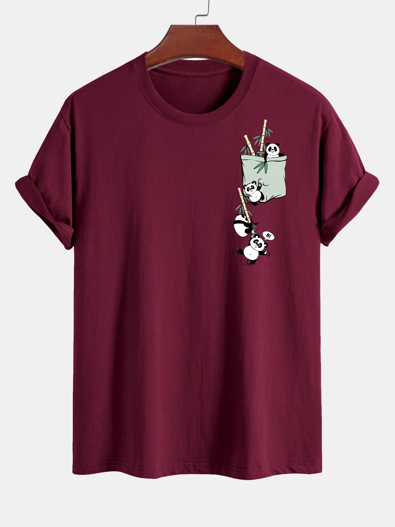 Regular Fit Pocket Panda Print Cotton T-Shirt - Image 11