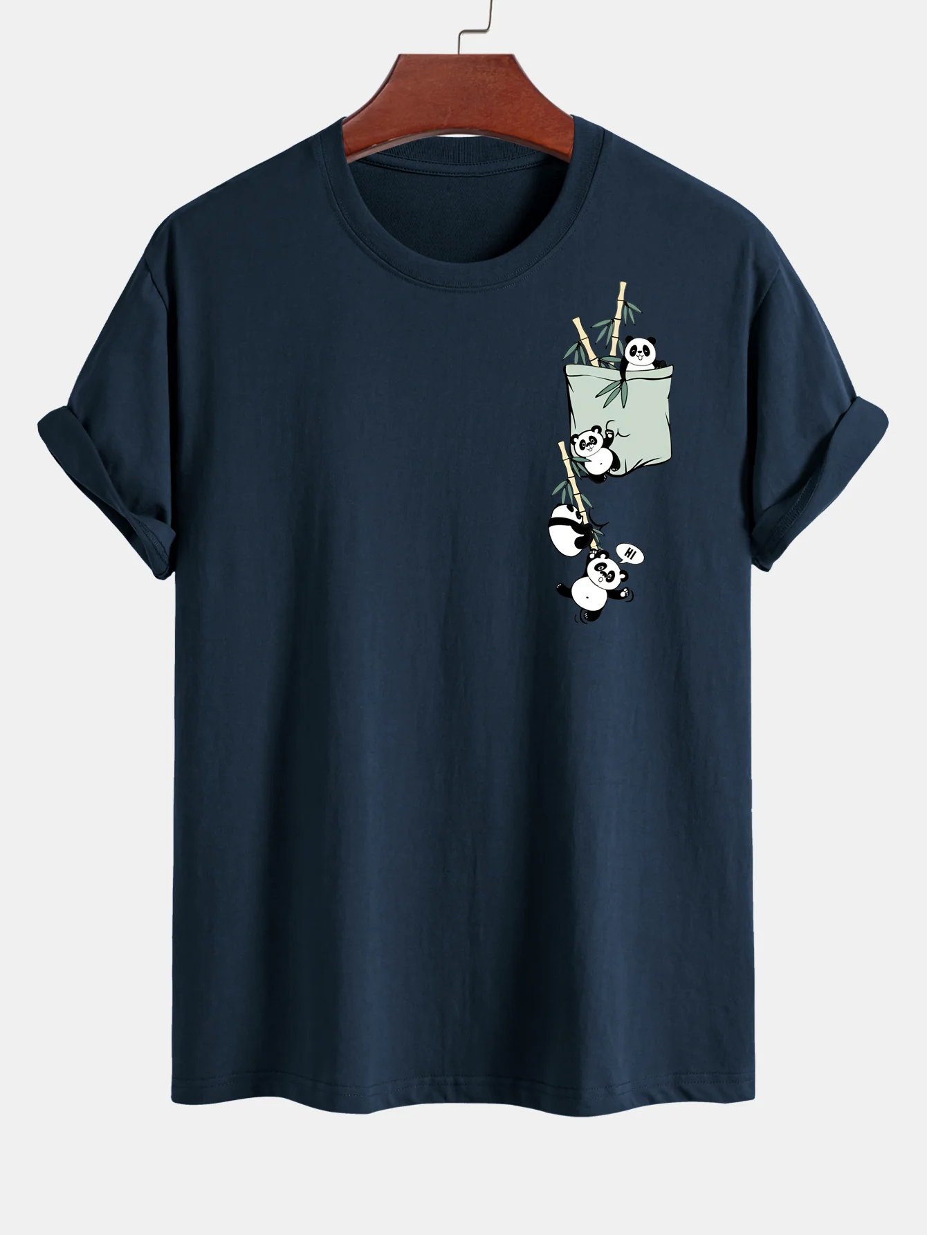 Regular Fit Pocket Panda Print Cotton T-Shirt - Image 12