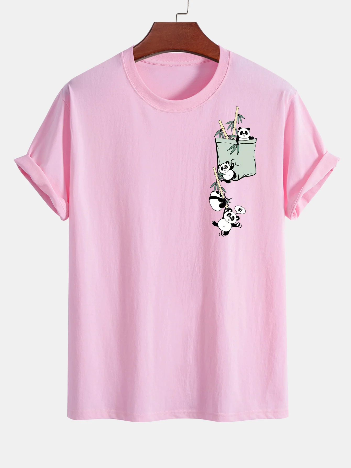 Regular Fit Pocket Panda Print Cotton T-Shirt - Image 2