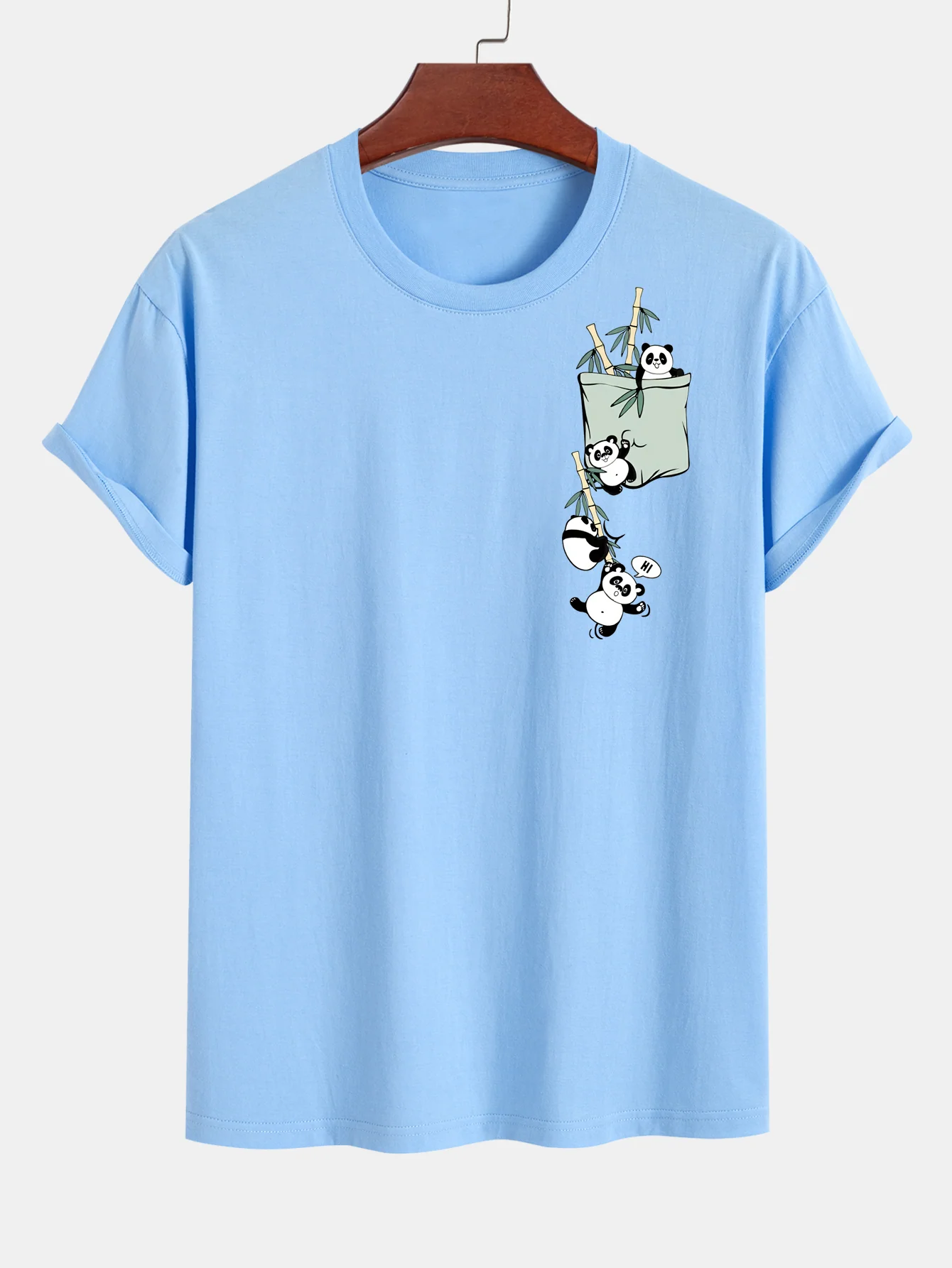 Regular Fit Pocket Panda Print Cotton T-Shirt - Image 3