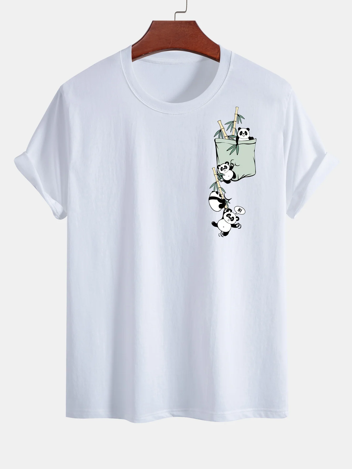 Regular Fit Pocket Panda Print Cotton T-Shirt - Image 4