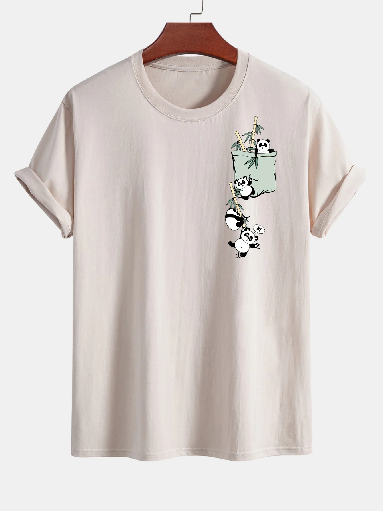 Regular Fit Pocket Panda Print Cotton T-Shirt - Image 5