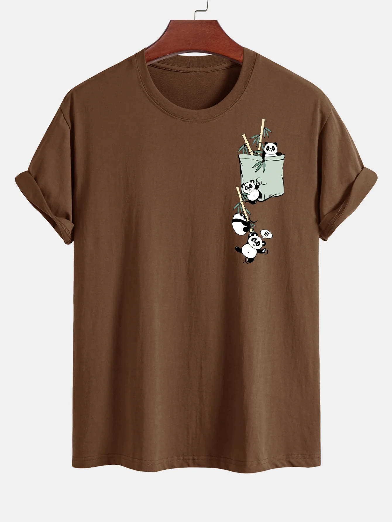 Regular Fit Pocket Panda Print Cotton T-Shirt - Image 7