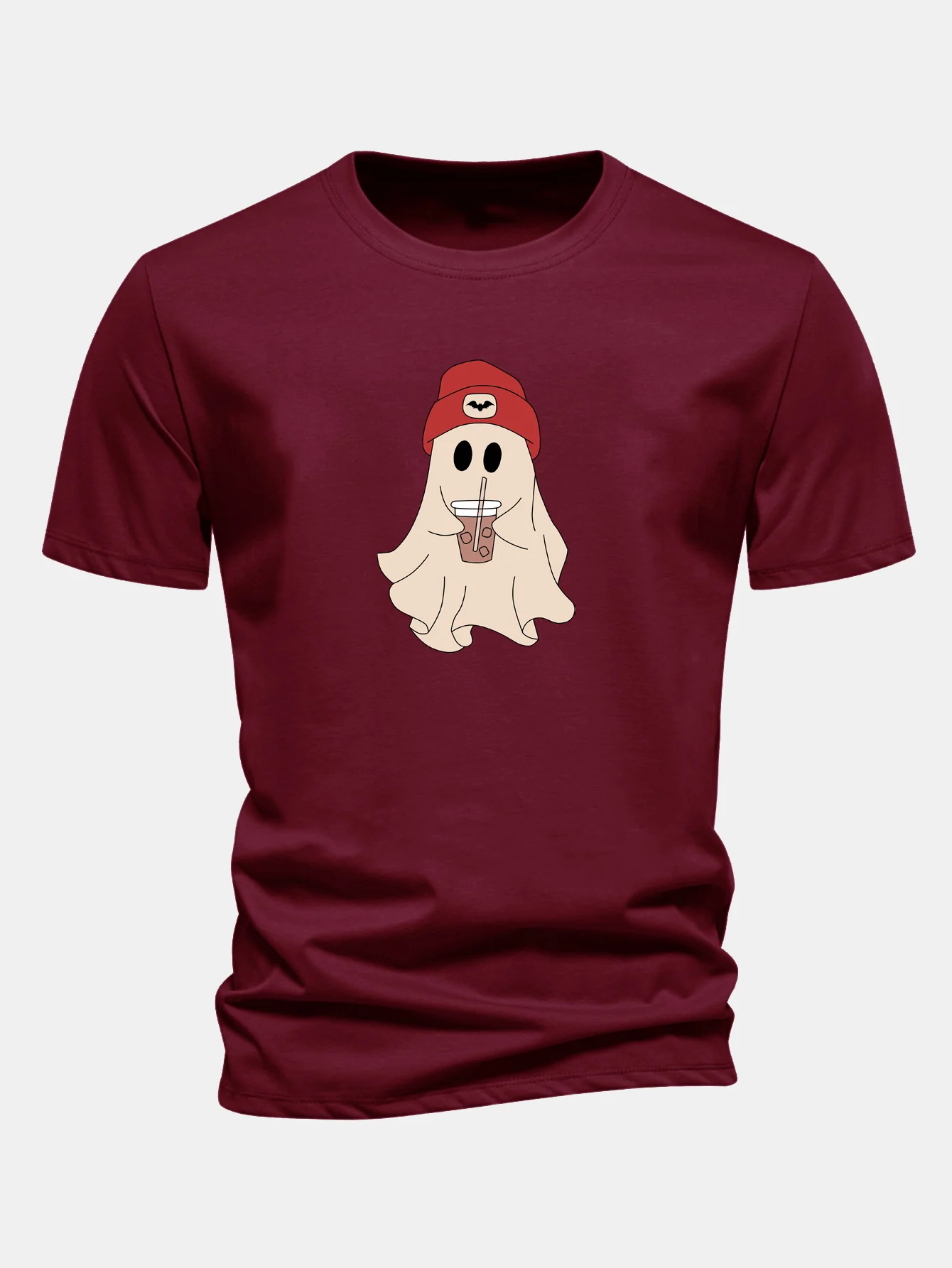 Regular Fit Red Hat Ghost Print Cotton T-Shirt - Image 10