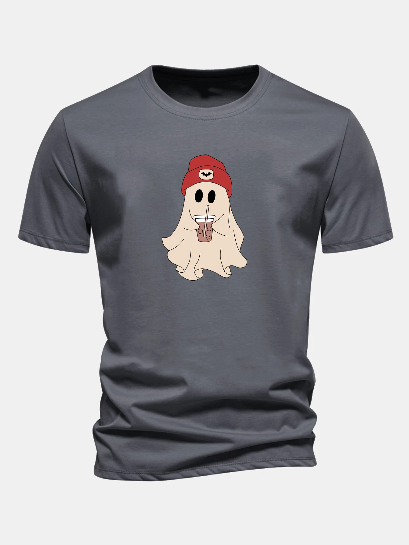 Regular Fit Red Hat Ghost Print Cotton T-Shirt - Image 11