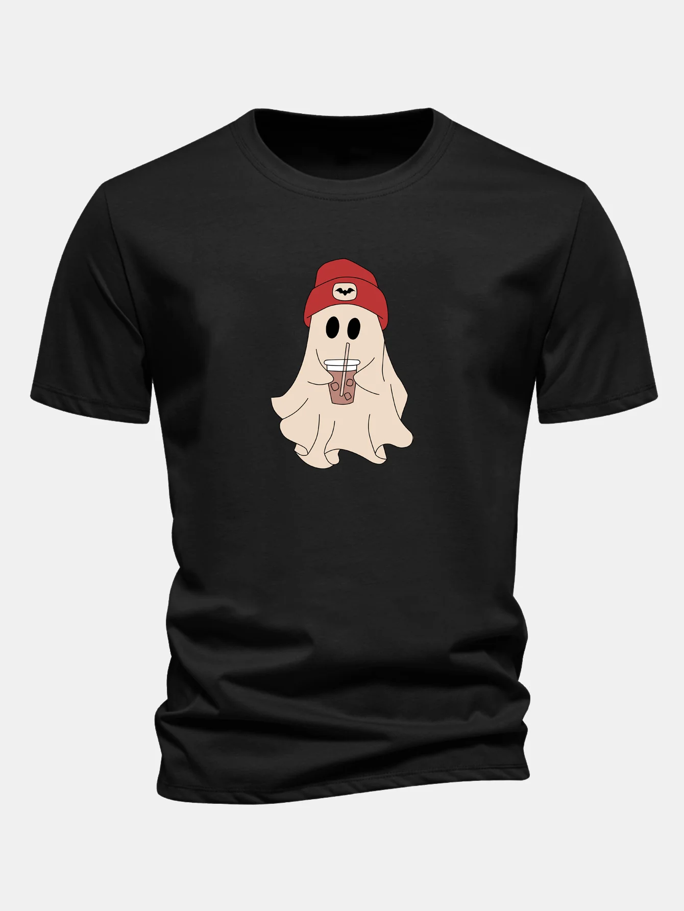 Regular Fit Red Hat Ghost Print Cotton T-Shirt - Image 2
