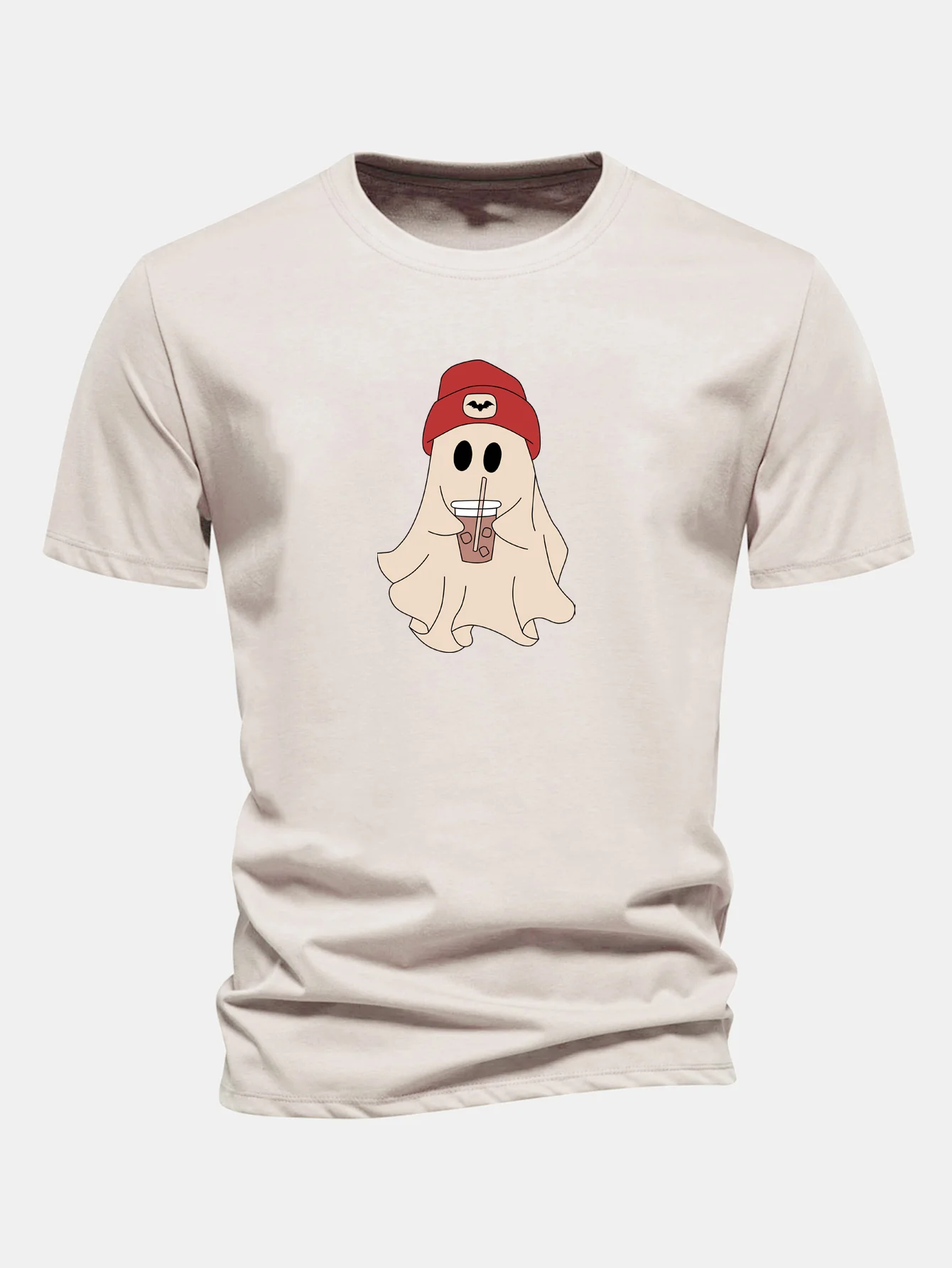 Regular Fit Red Hat Ghost Print Cotton T-Shirt - Image 3