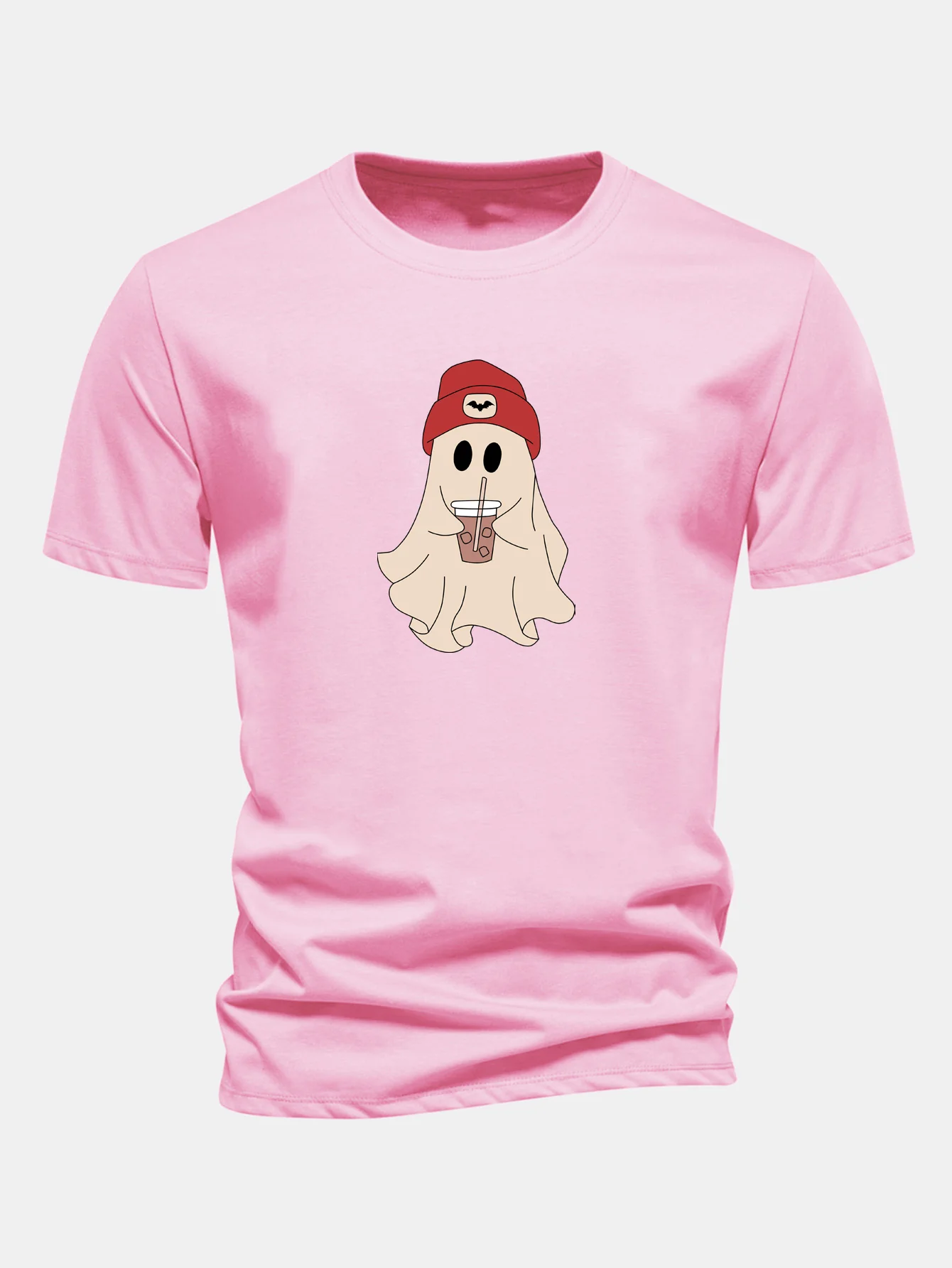 Regular Fit Red Hat Ghost Print Cotton T-Shirt - Image 4