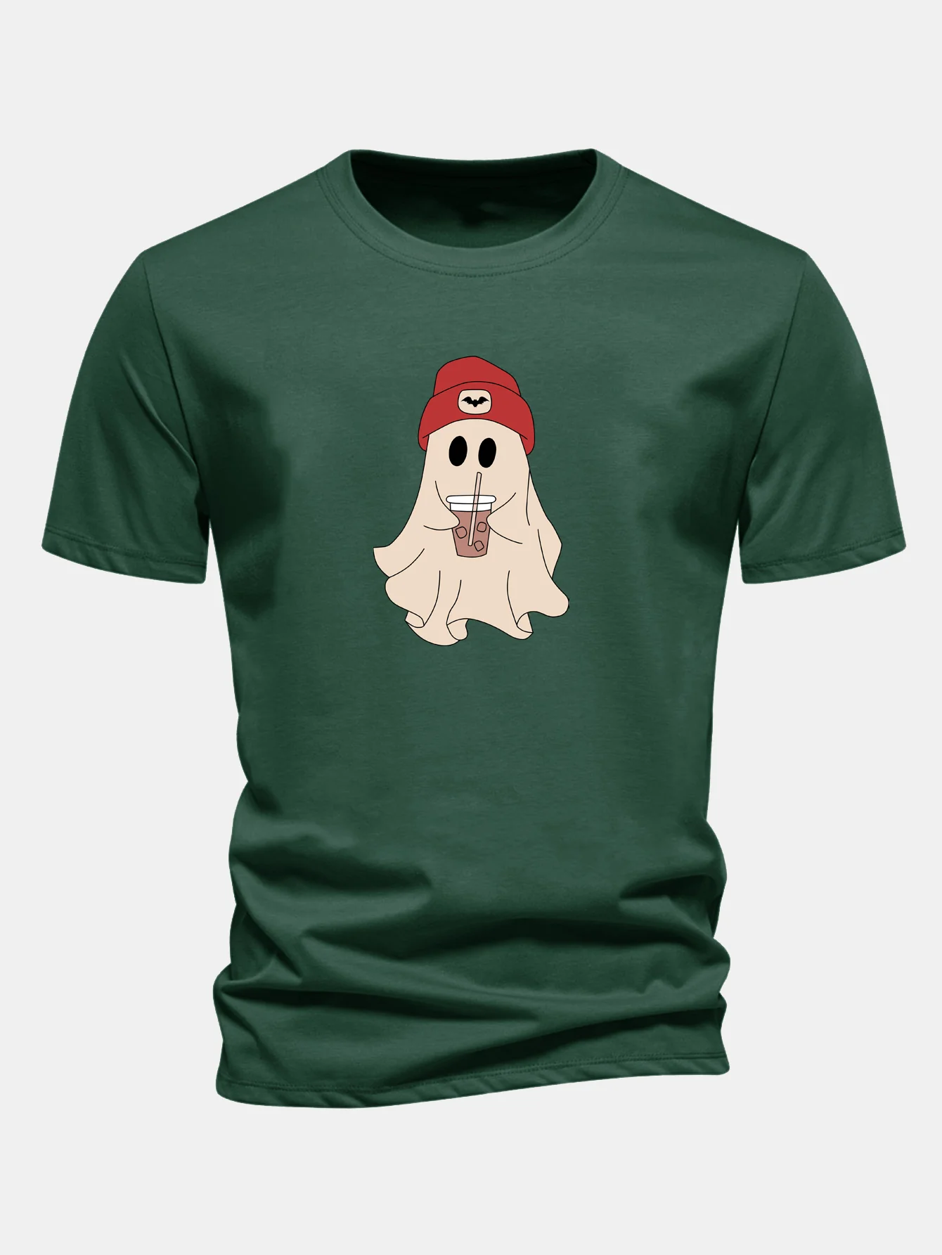 Regular Fit Red Hat Ghost Print Cotton T-Shirt - Image 9