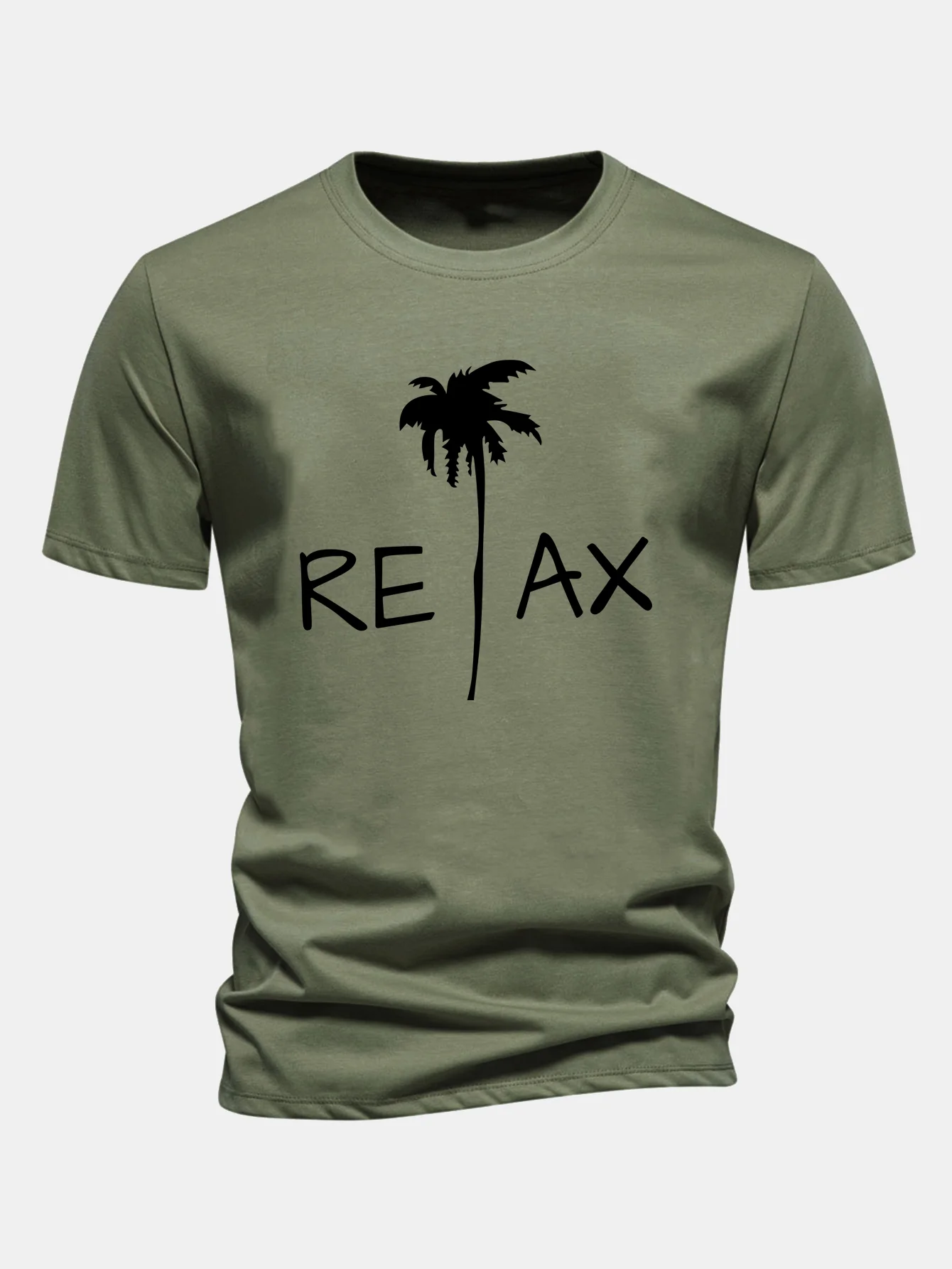 Regular Fit Relax Palm Tree Print Cotton T-Shirt - Image 11