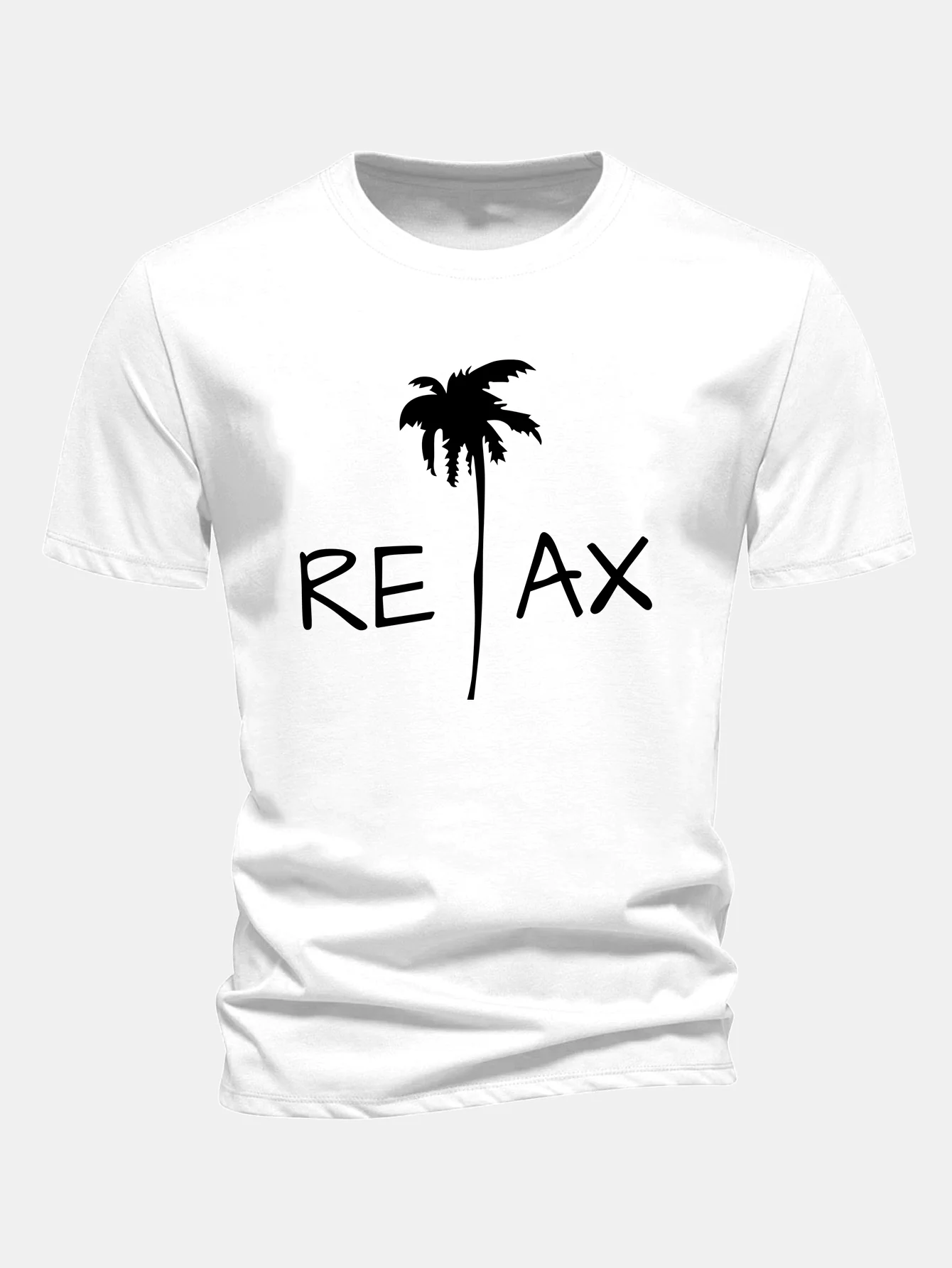 Regular Fit Relax Palm Tree Print Cotton T-Shirt - Image 2