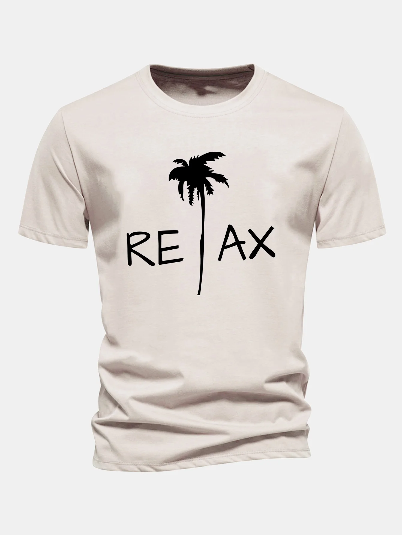 Regular Fit Relax Palm Tree Print Cotton T-Shirt - Image 3