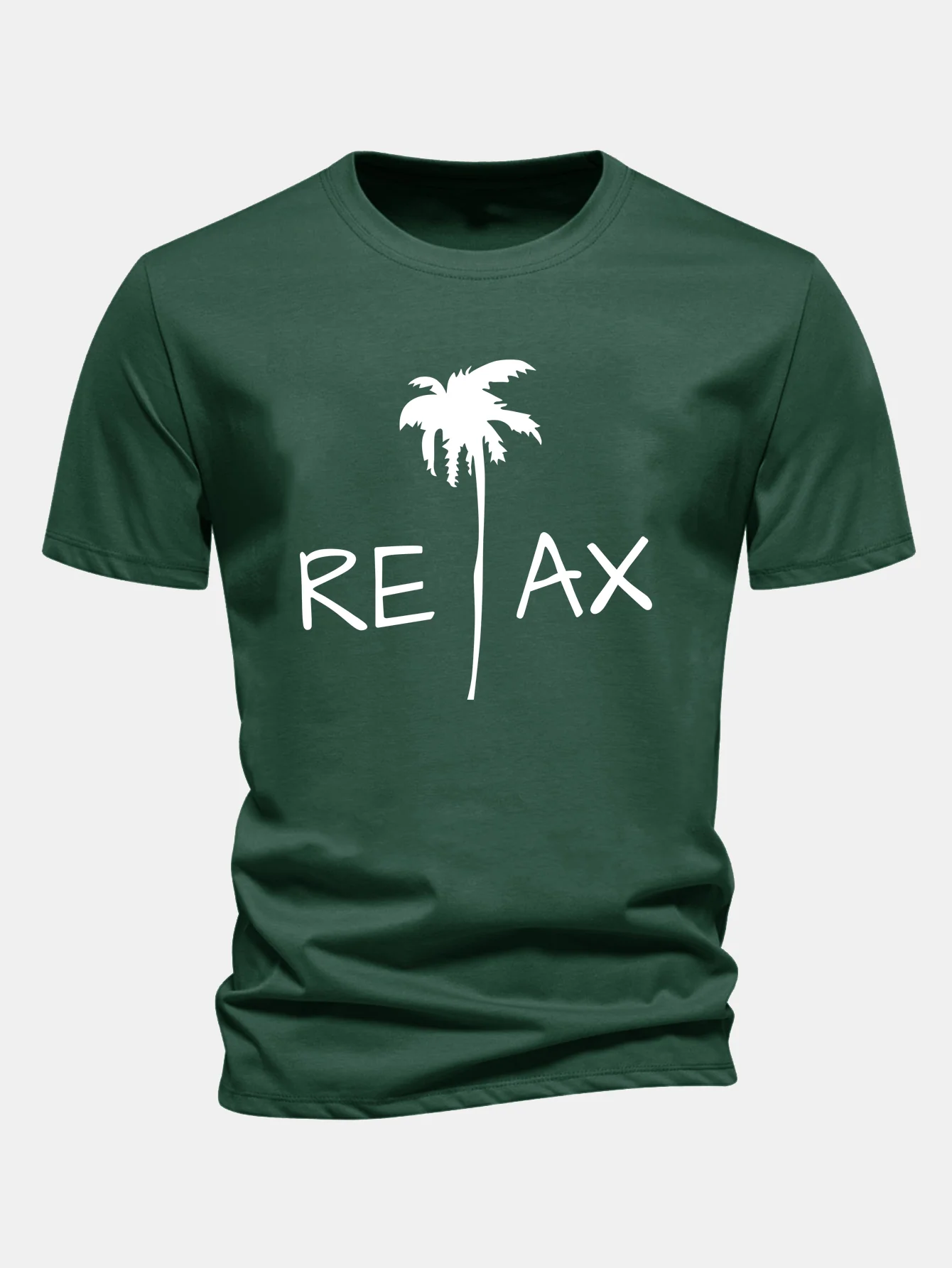 Regular Fit Relax Palm Tree Print Cotton T-Shirt - Image 9