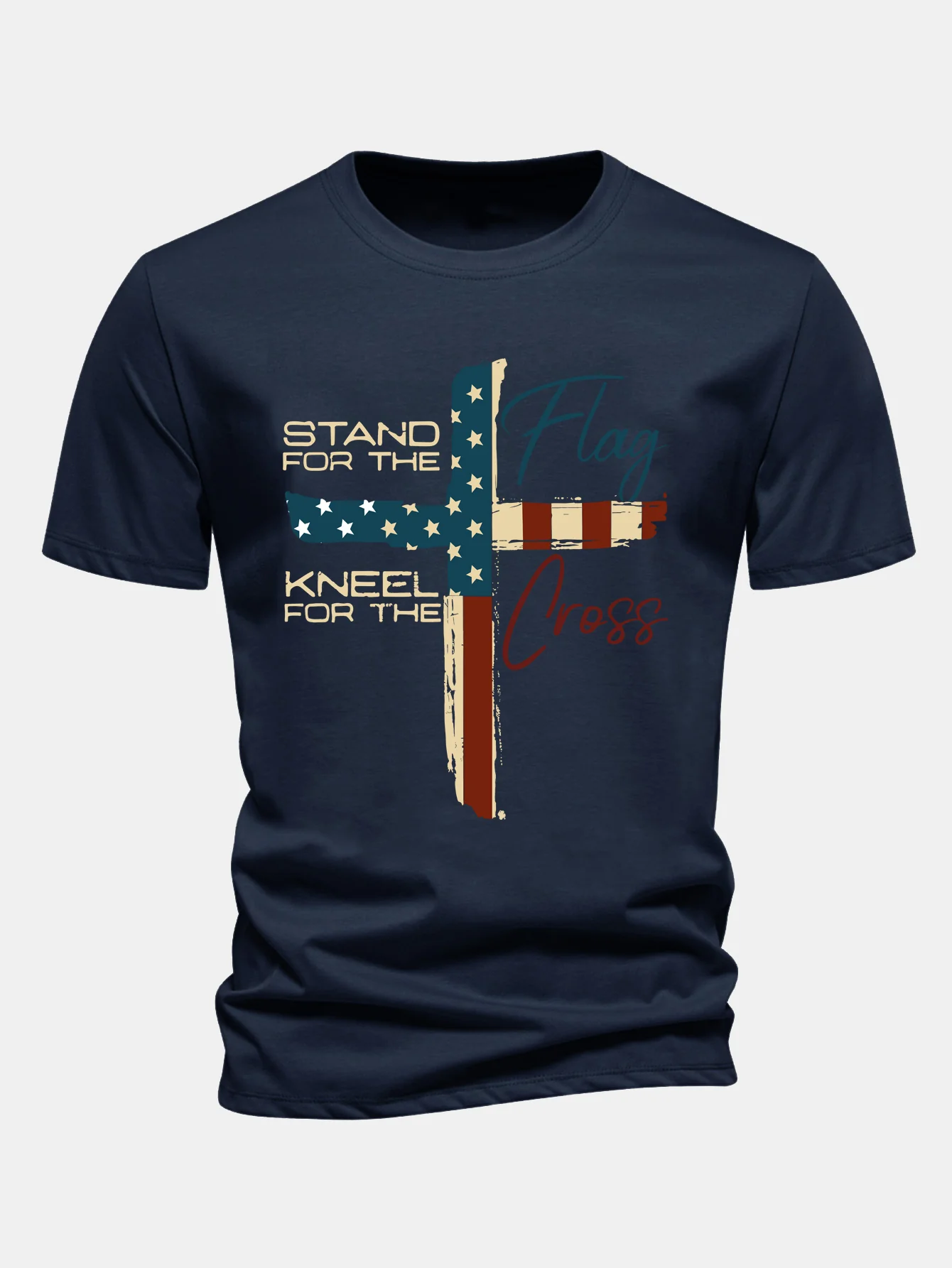 Regular Fit Retro T-Shirt aus Baumwolle mit amerikanischer Flagge und Kreuz-Print - Image 10