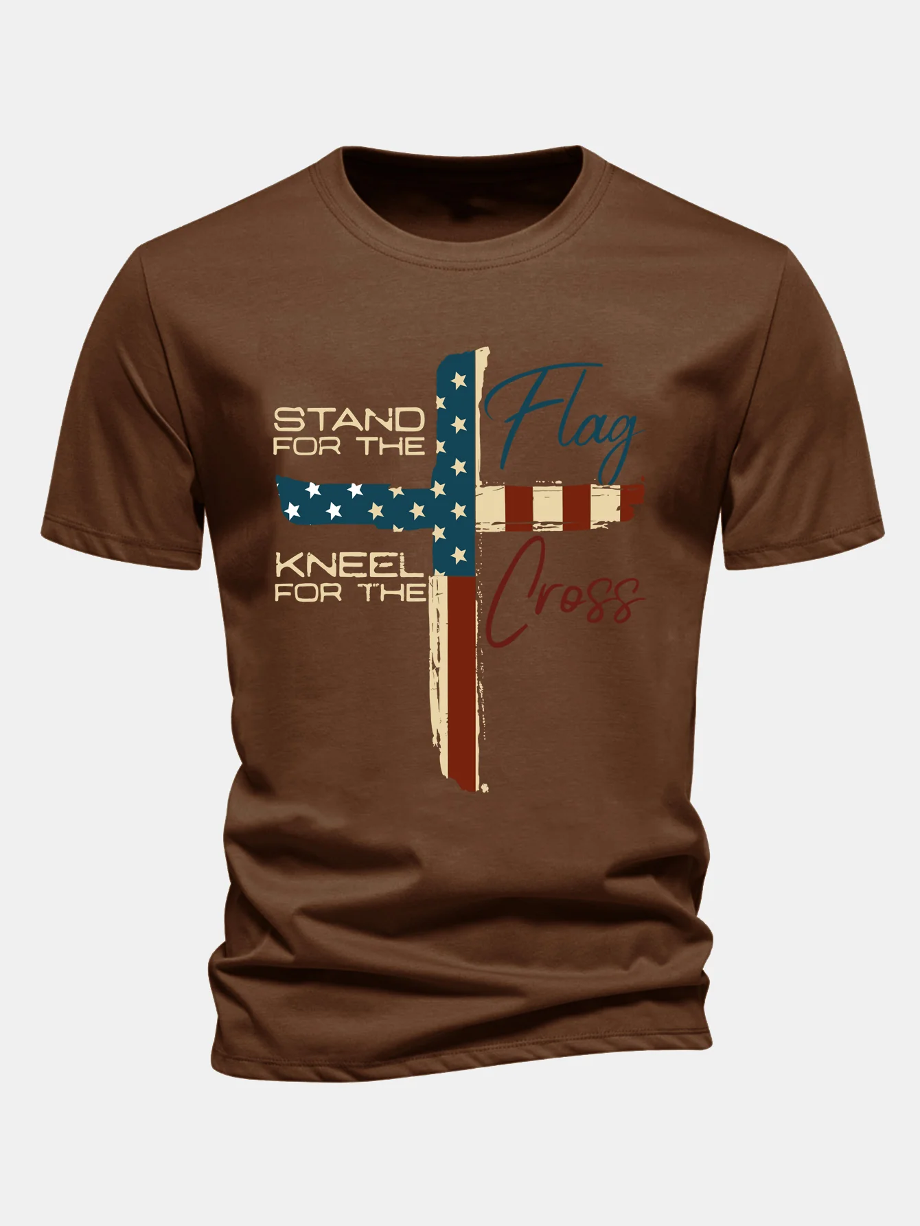 Regular Fit Retro T-Shirt aus Baumwolle mit amerikanischer Flagge und Kreuz-Print - Image 11