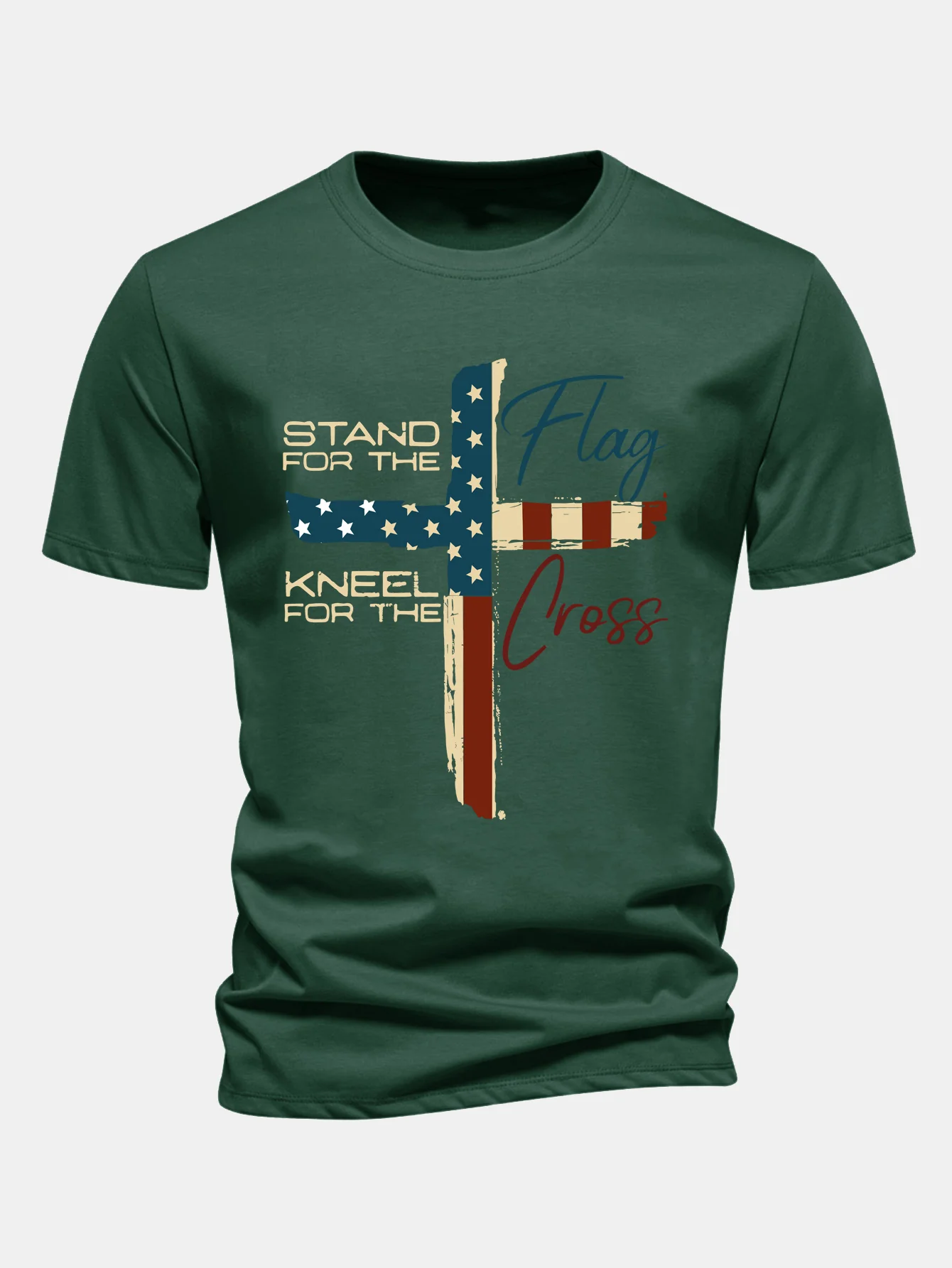 Regular Fit Retro T-Shirt aus Baumwolle mit amerikanischer Flagge und Kreuz-Print - Image 12