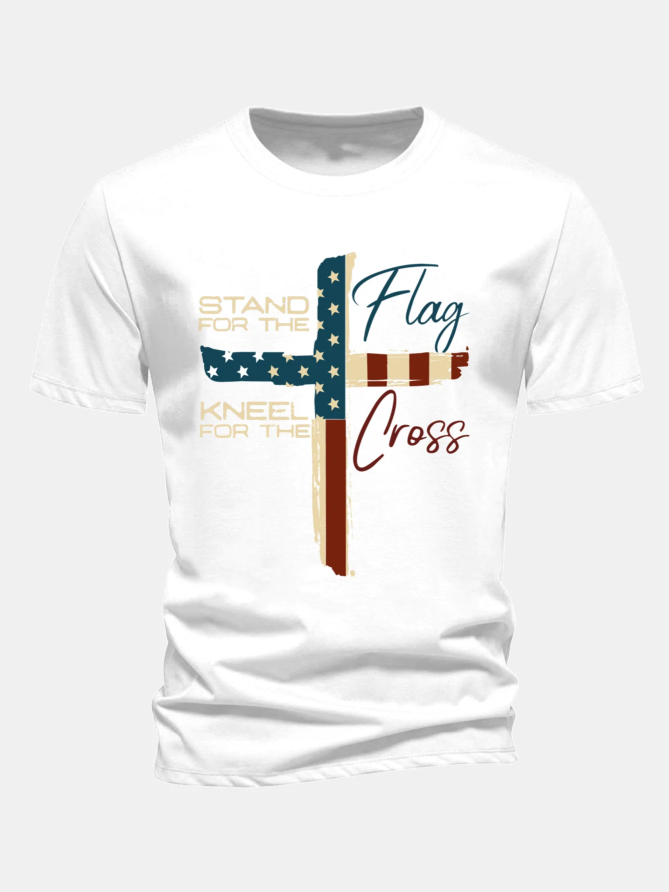 Regular Fit Retro T-Shirt aus Baumwolle mit amerikanischer Flagge und Kreuz-Print - Image 2