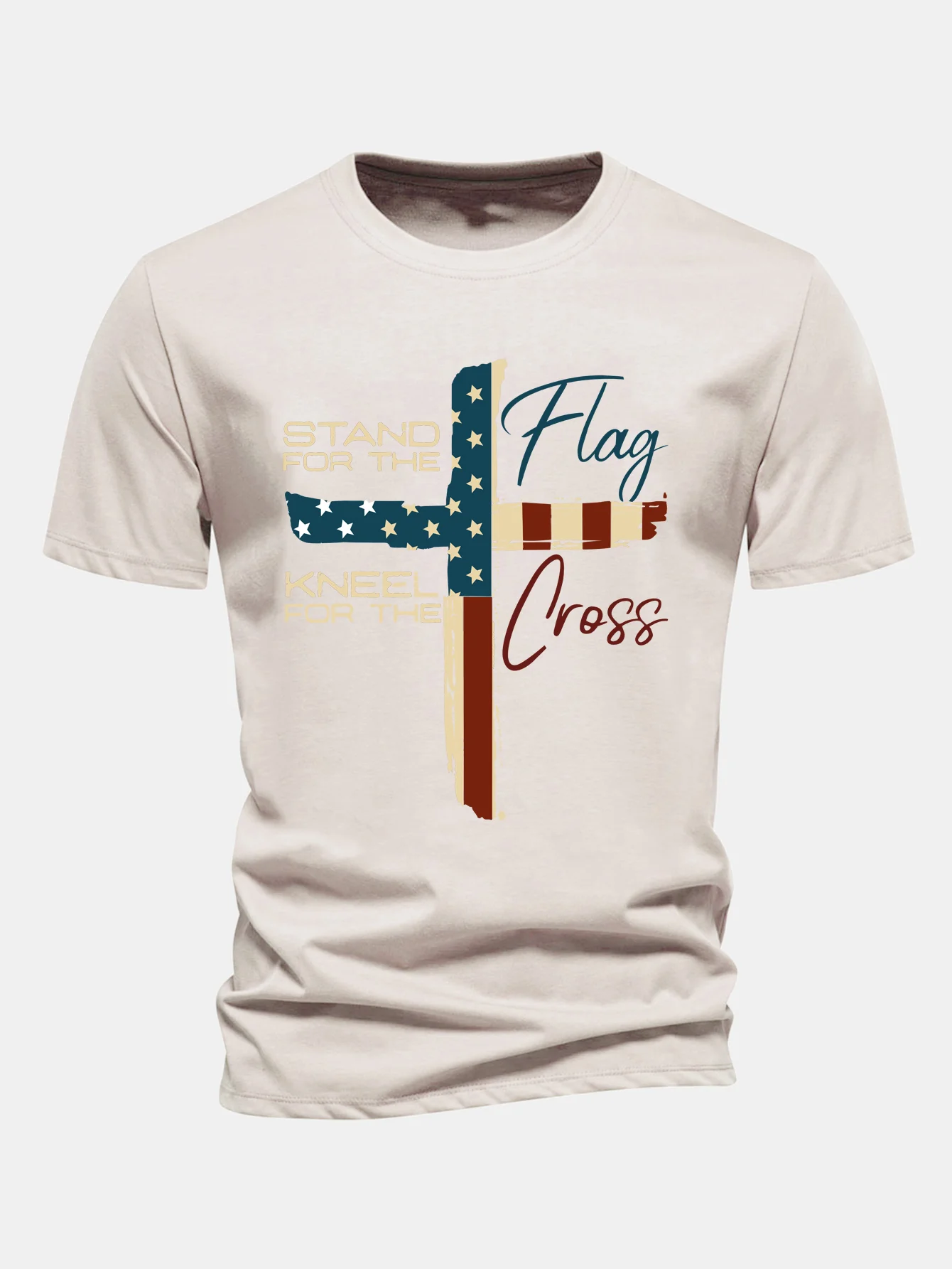 Regular Fit Retro T-Shirt aus Baumwolle mit amerikanischer Flagge und Kreuz-Print - Image 5