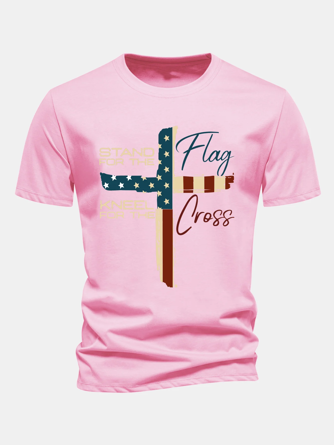 Regular Fit Retro T-Shirt aus Baumwolle mit amerikanischer Flagge und Kreuz-Print - Image 6