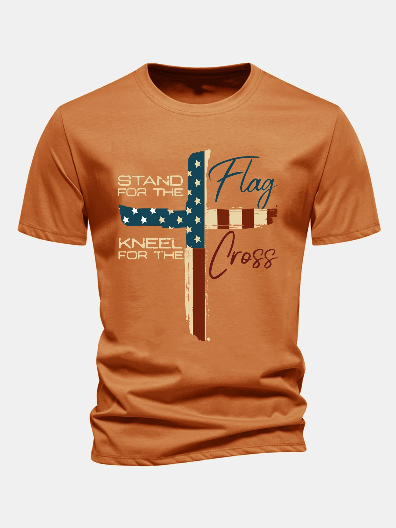 Regular Fit Retro T-Shirt aus Baumwolle mit amerikanischer Flagge und Kreuz-Print - Image 9
