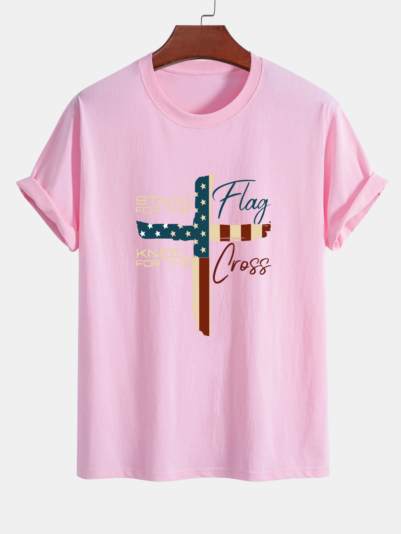 Regular Fit Retro T-Shirt aus Baumwolle mit amerikanischer Flagge und Kreuz-Print - Image 10