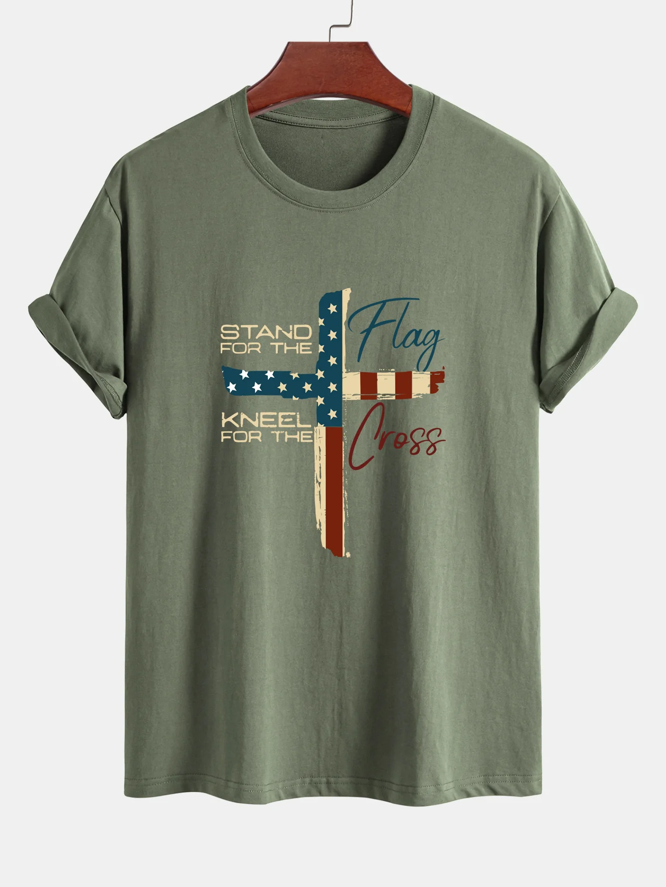 Regular Fit Retro T-Shirt aus Baumwolle mit amerikanischer Flagge und Kreuz-Print - Image 14