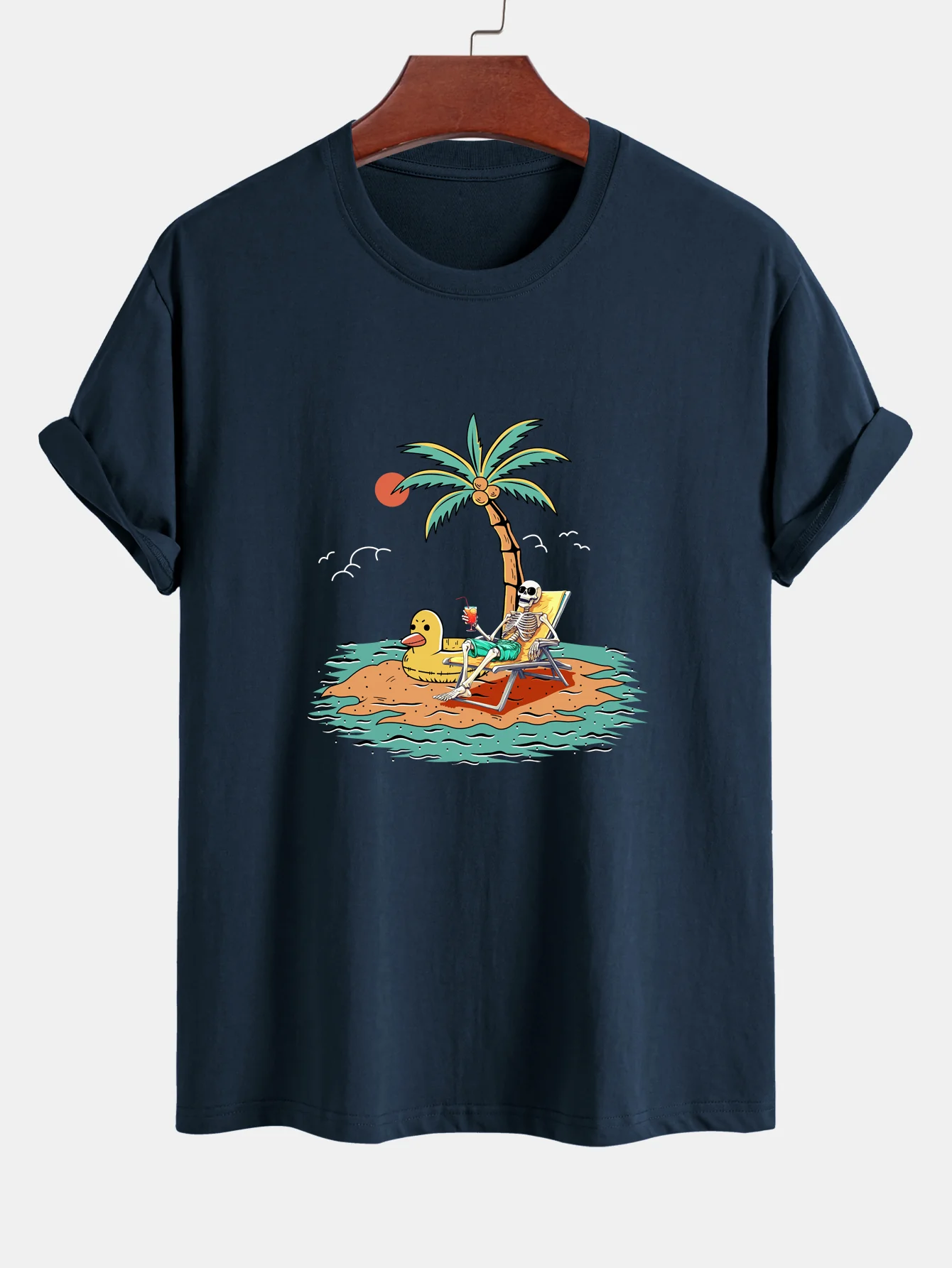 Regular Fit Baumwolle mit Skelett-Aufdruck im Urlaub <tc>T-Shirt</tc> - Image 3