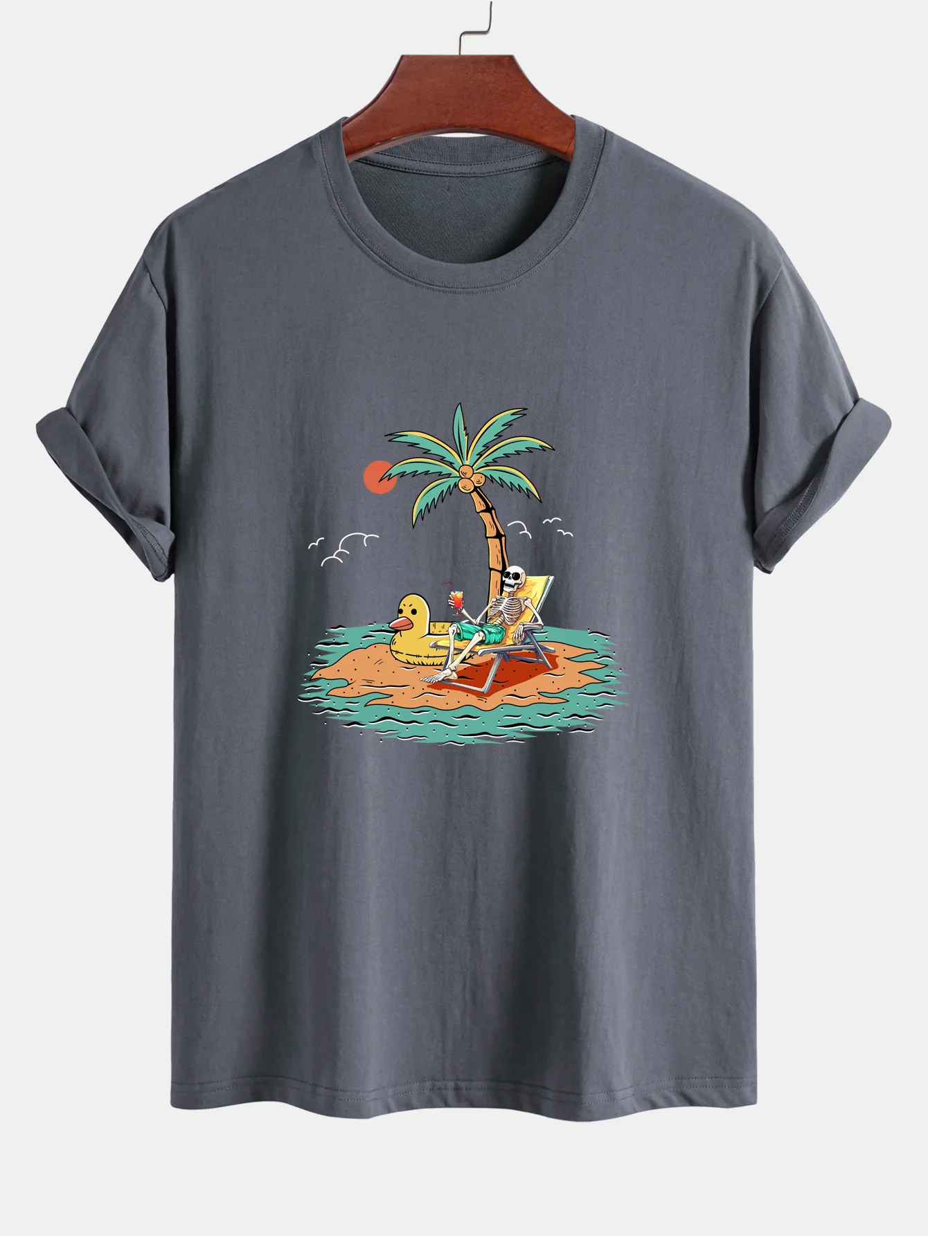 Regular Fit Baumwolle mit Skelett-Aufdruck im Urlaub <tc>T-Shirt</tc> - Image 5