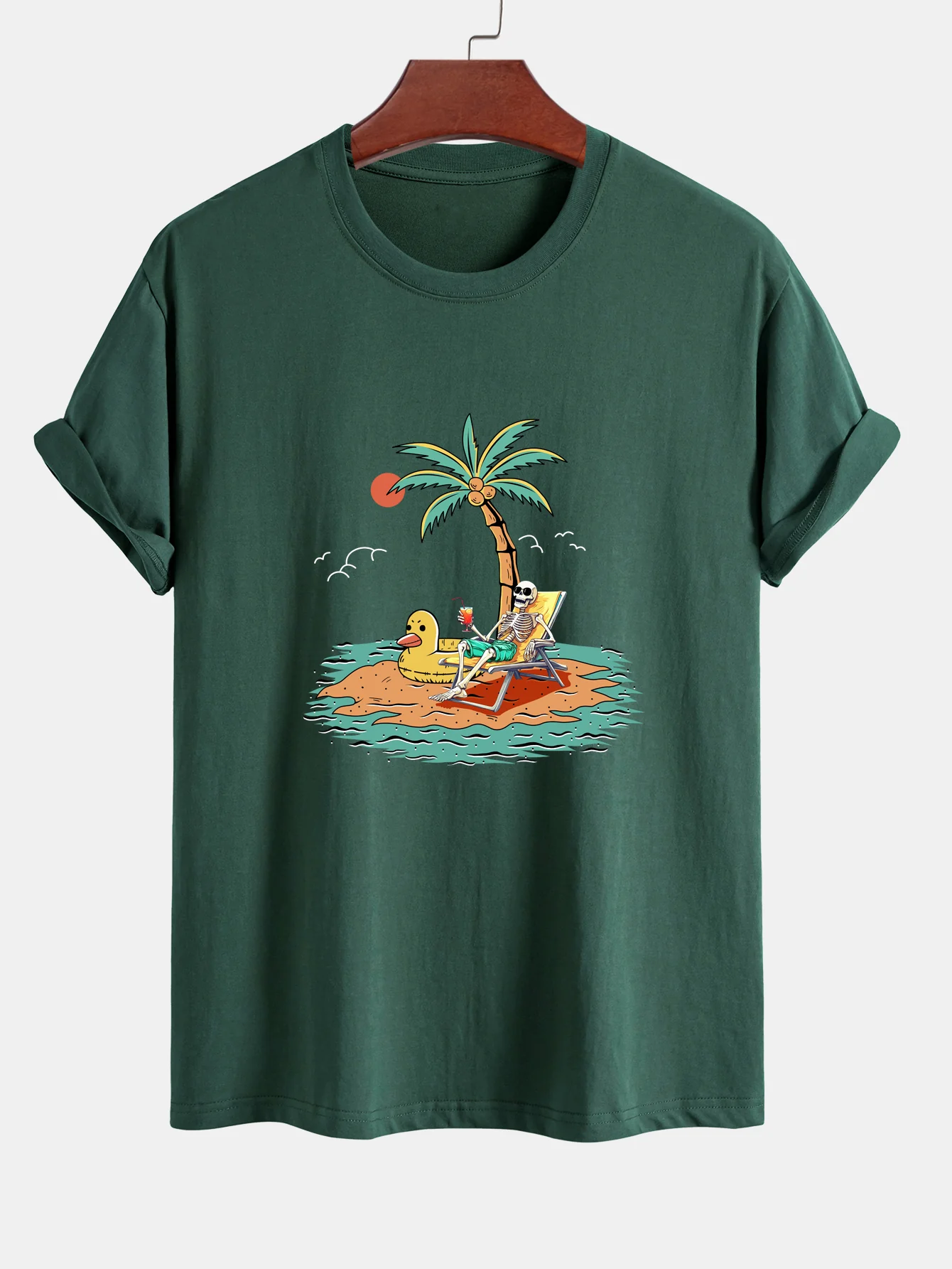 Regular Fit Baumwolle mit Skelett-Aufdruck im Urlaub <tc>T-Shirt</tc> - Image 6