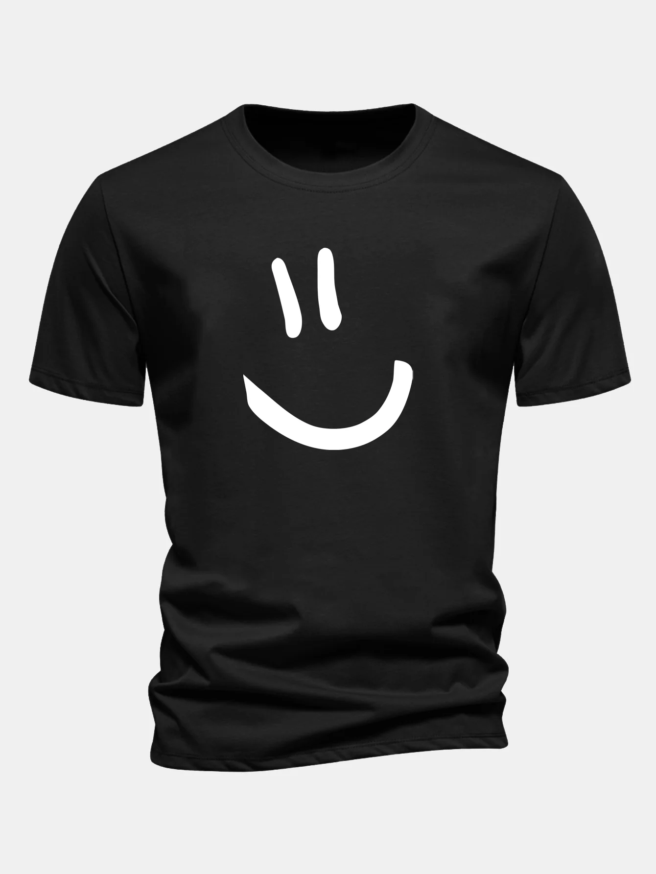 Regular Fit Smiley Face Print Cotton T-Shirt - Image 2