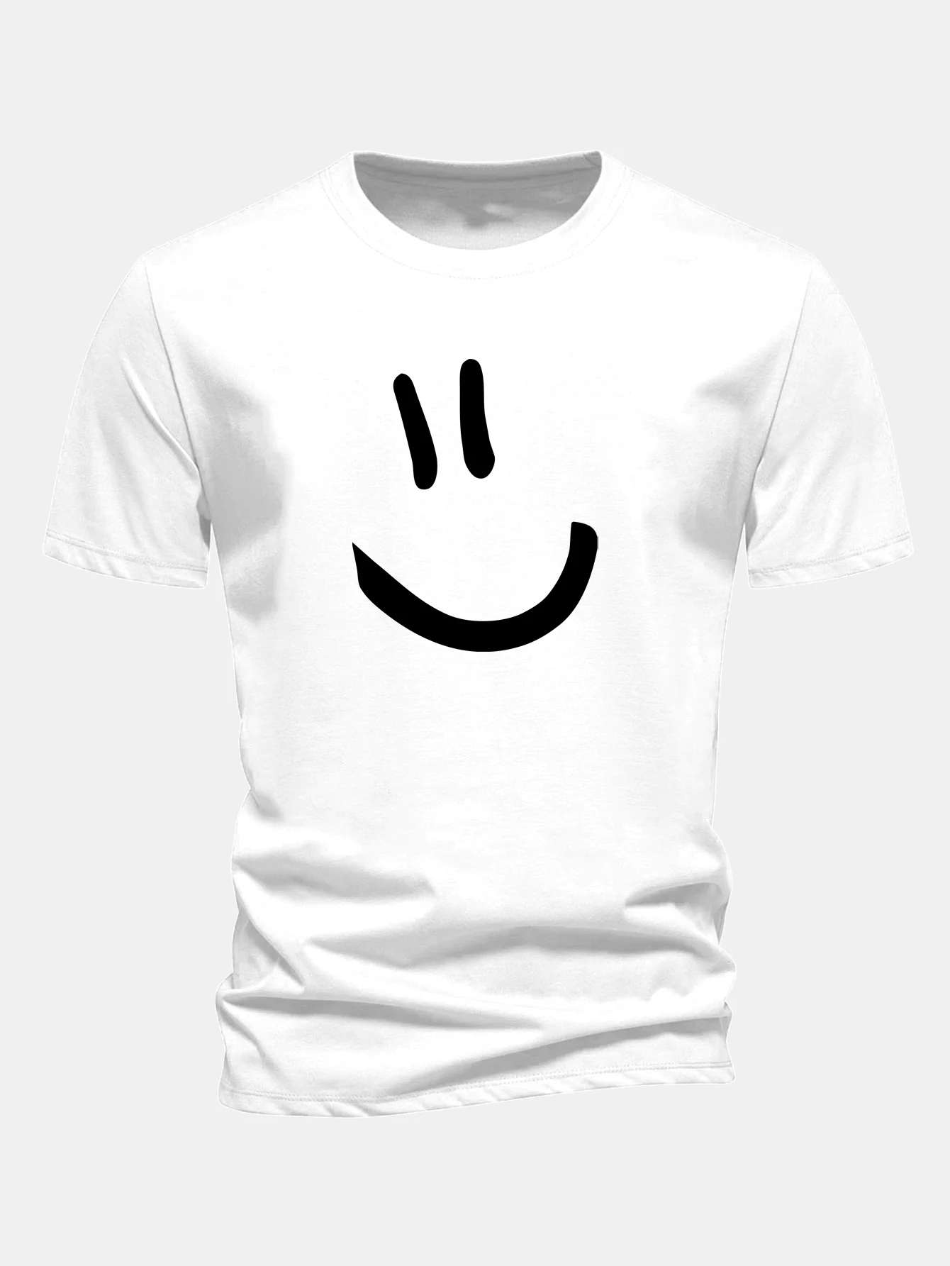 Regular Fit Smiley Face Print Cotton T-Shirt - Image 3