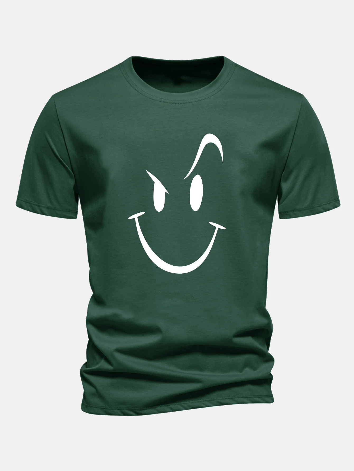 Regular Fit Smiley Face Print Cotton T-Shirt - Image 10
