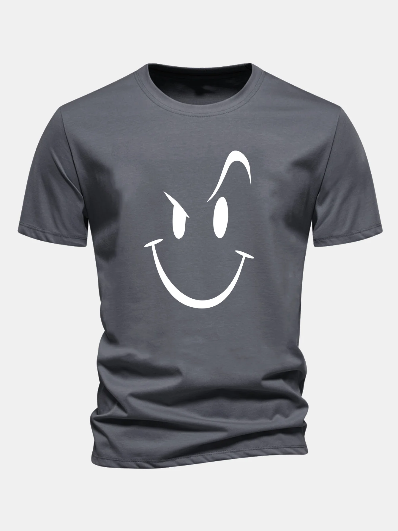 Regular Fit Smiley Face Print Cotton T-Shirt - Image 12