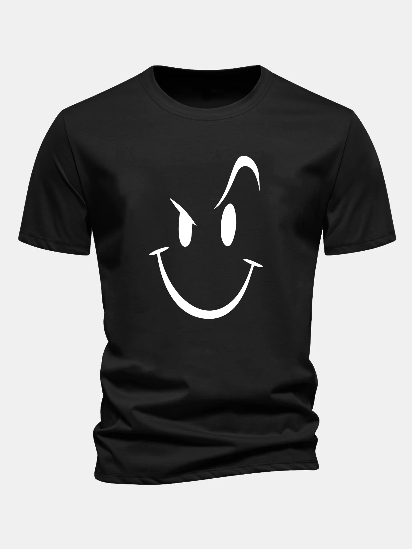 Regular Fit Smiley Face Print Cotton T-Shirt - Image 2