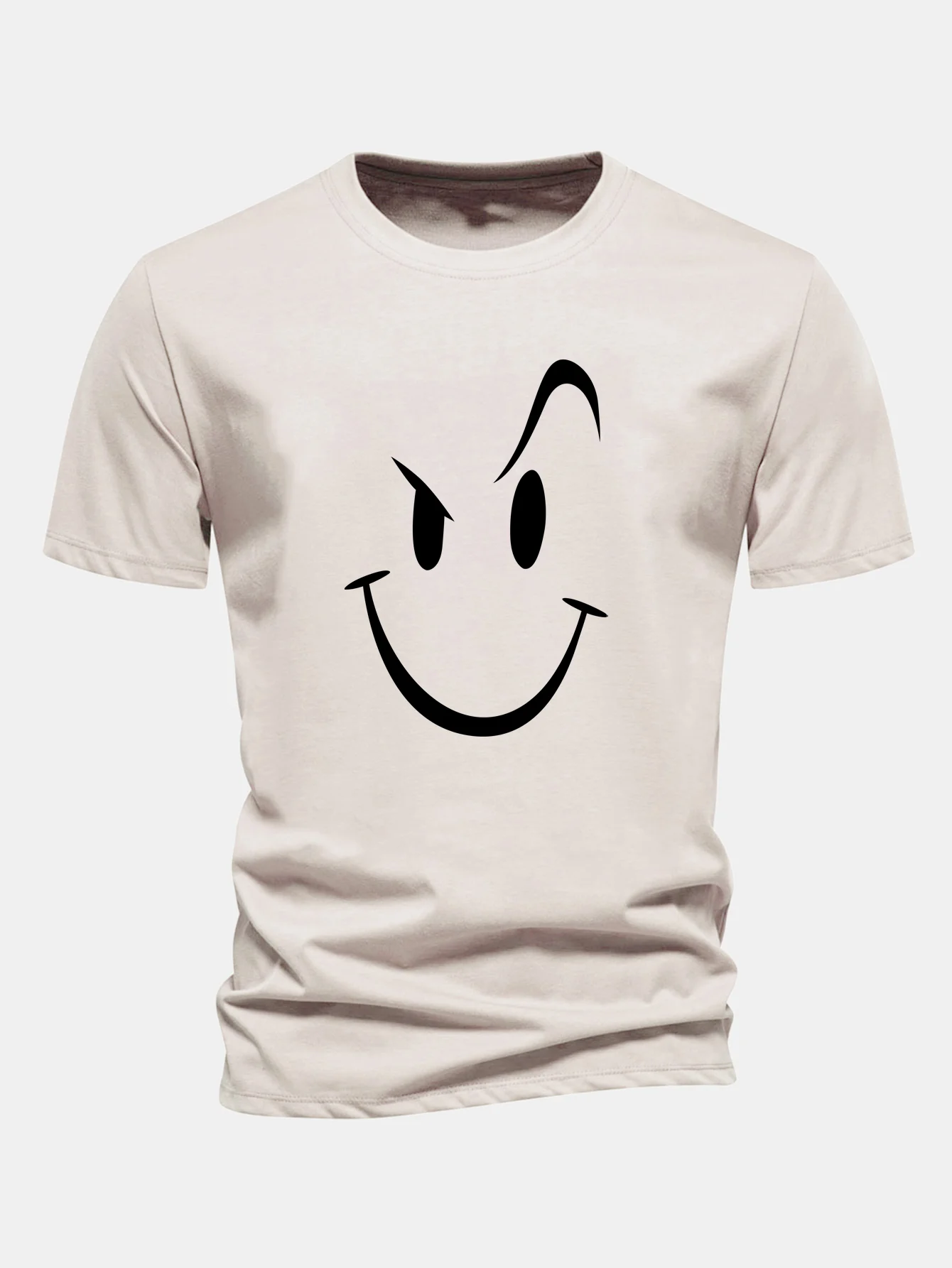 Regular Fit Smiley Face Print Cotton T-Shirt - Image 3