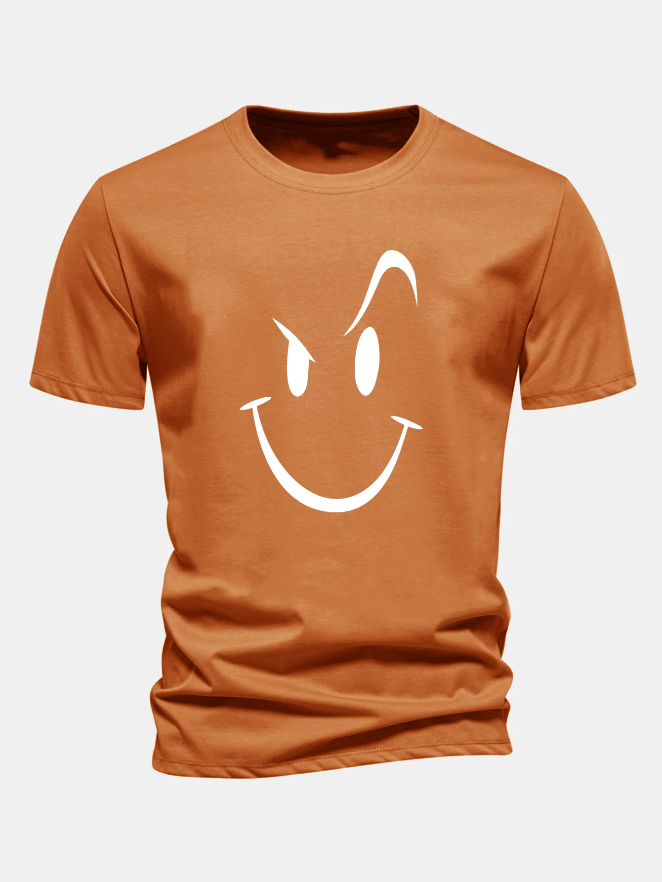 Regular Fit Smiley Face Print Cotton T-Shirt - Image 5