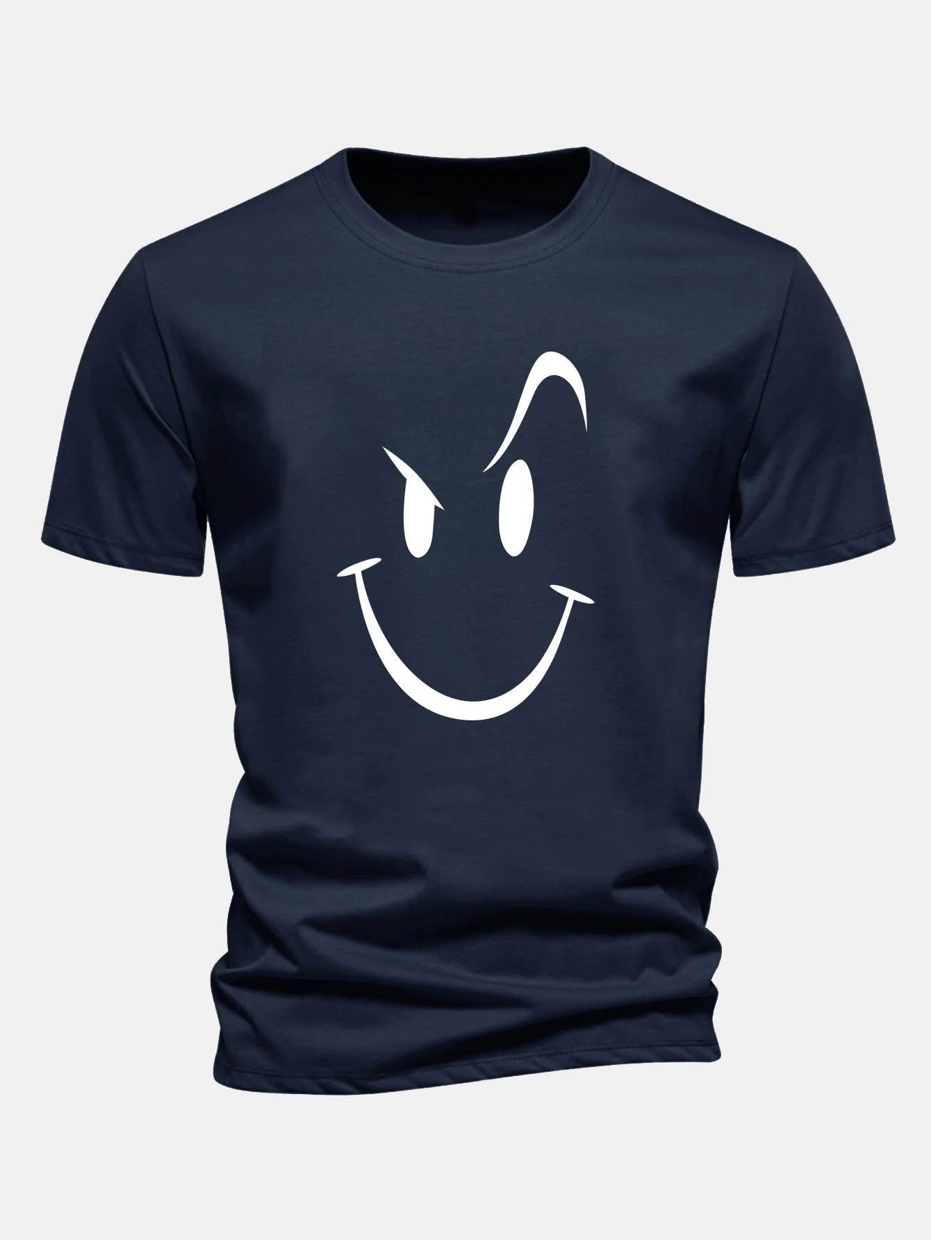 Regular Fit Smiley Face Print Cotton T-Shirt - Image 6