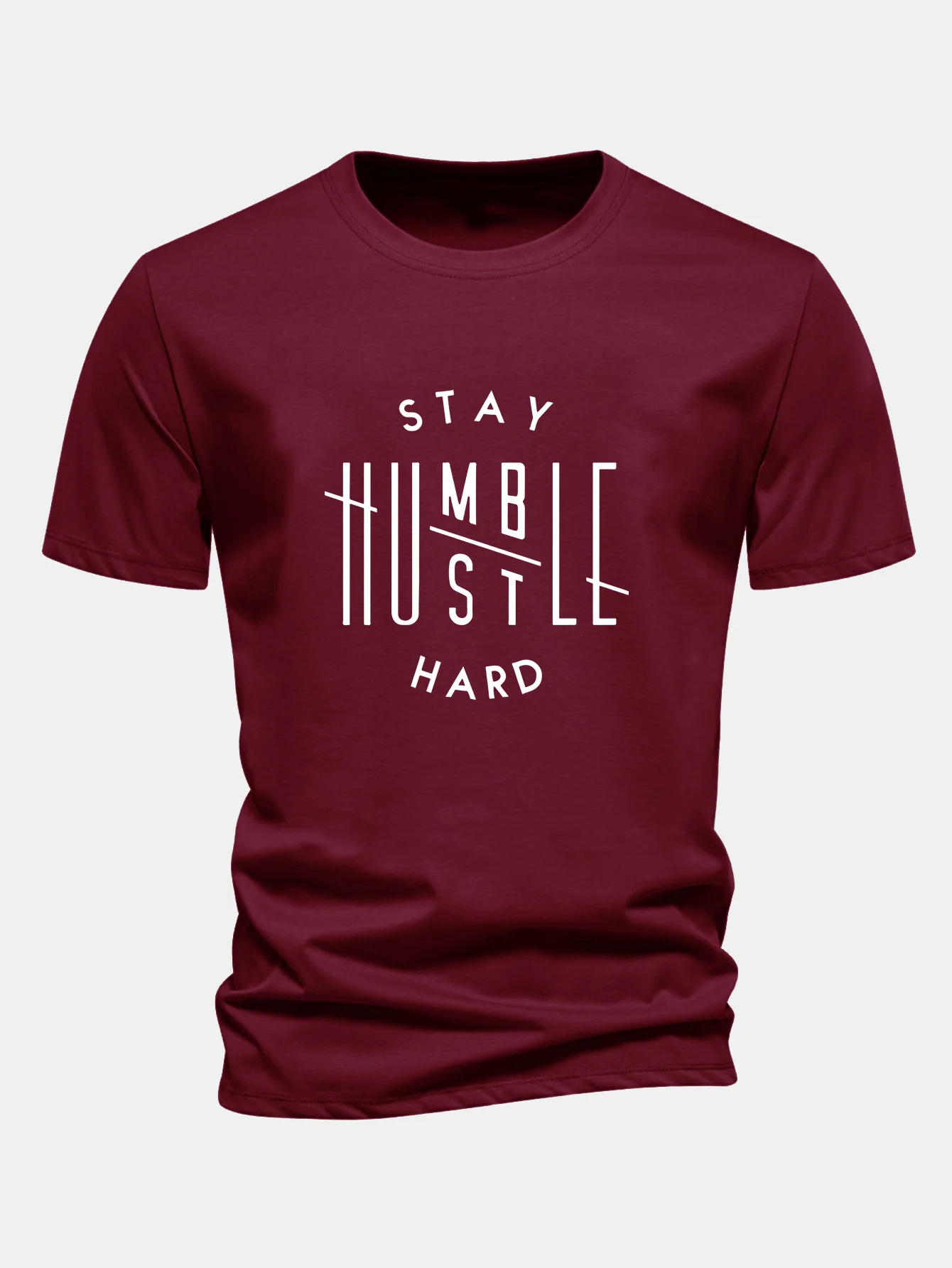 Regular Fit Bleib demütig, arbeite hart Print Baumwoll-T-Shirt - Image 11