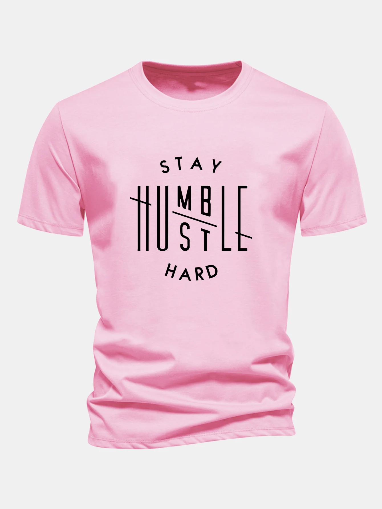 Regular Fit Bleib demütig, arbeite hart Print Baumwoll-T-Shirt - Image 6