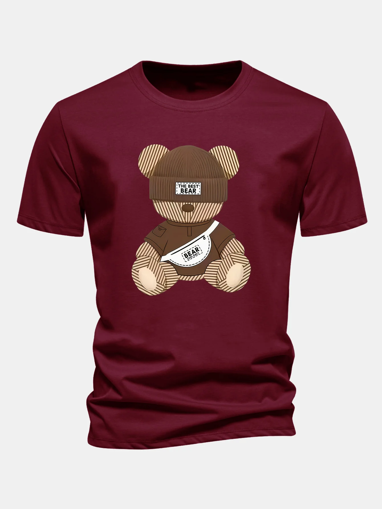 Regular Fit Stripe Bear Print Cotton T-Shirt - Image 10