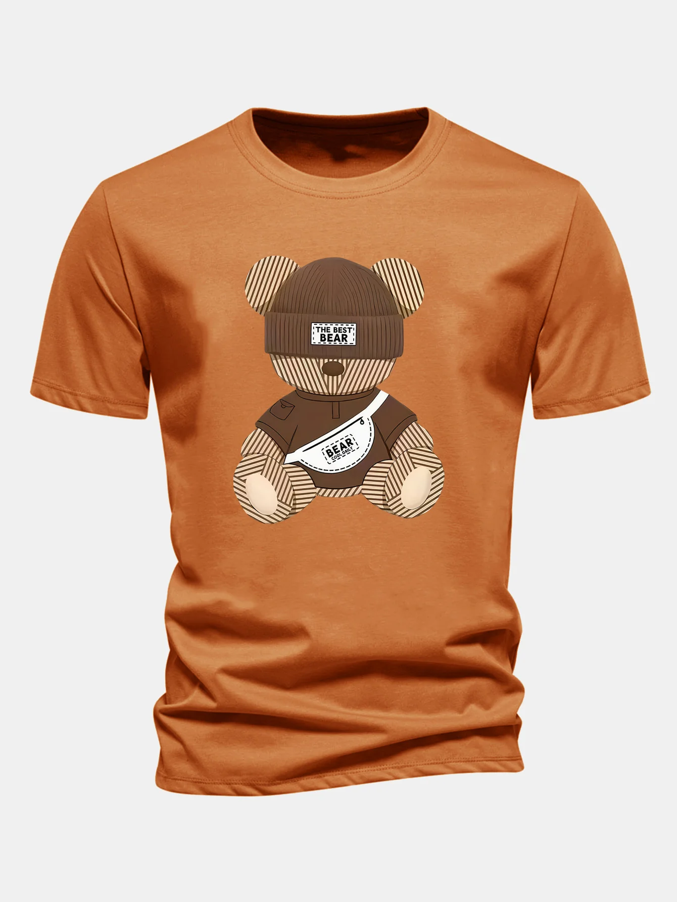 Regular Fit Stripe Bear Print Cotton T-Shirt - Image 6