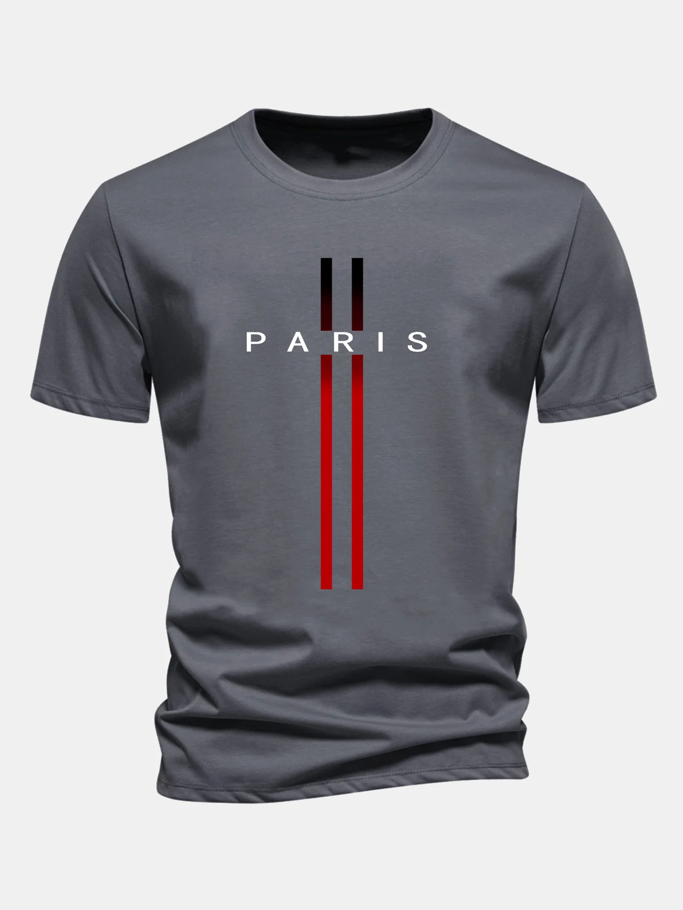 Regular Fit Stripe Paris Print Cotton T-Shirt - Image 3